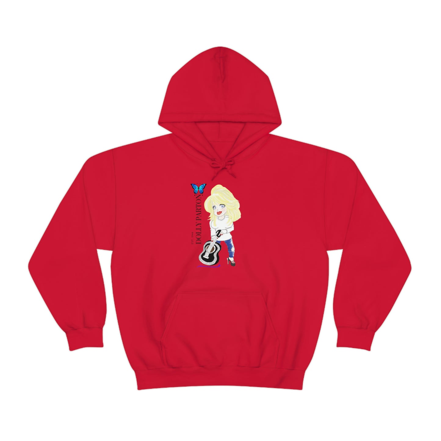 Artist Rendering of Dolly Paron on a Unisex Heavy Blend™ Hooded Sweatshirt