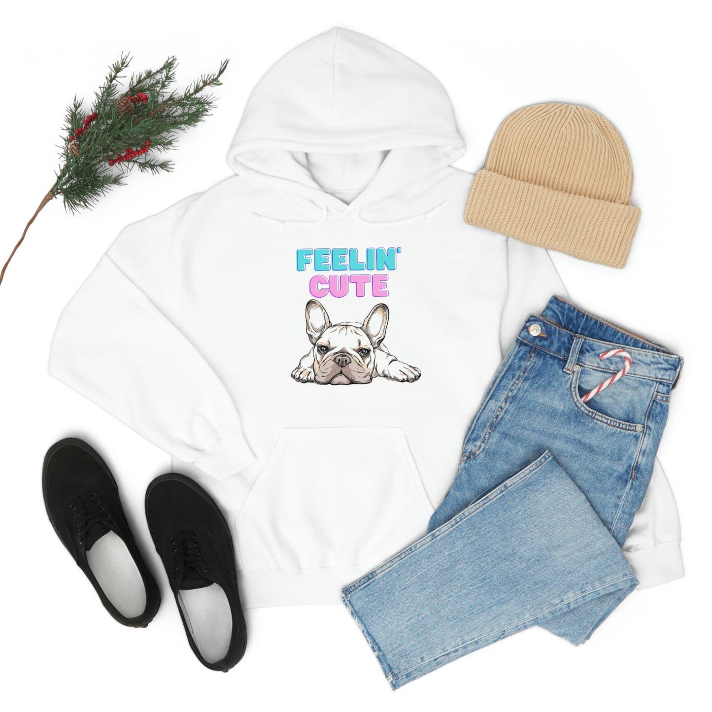 Frenchie Bulldog Feelin' Cute Unisex Heavy Blend™ Hooded Sweatshirt