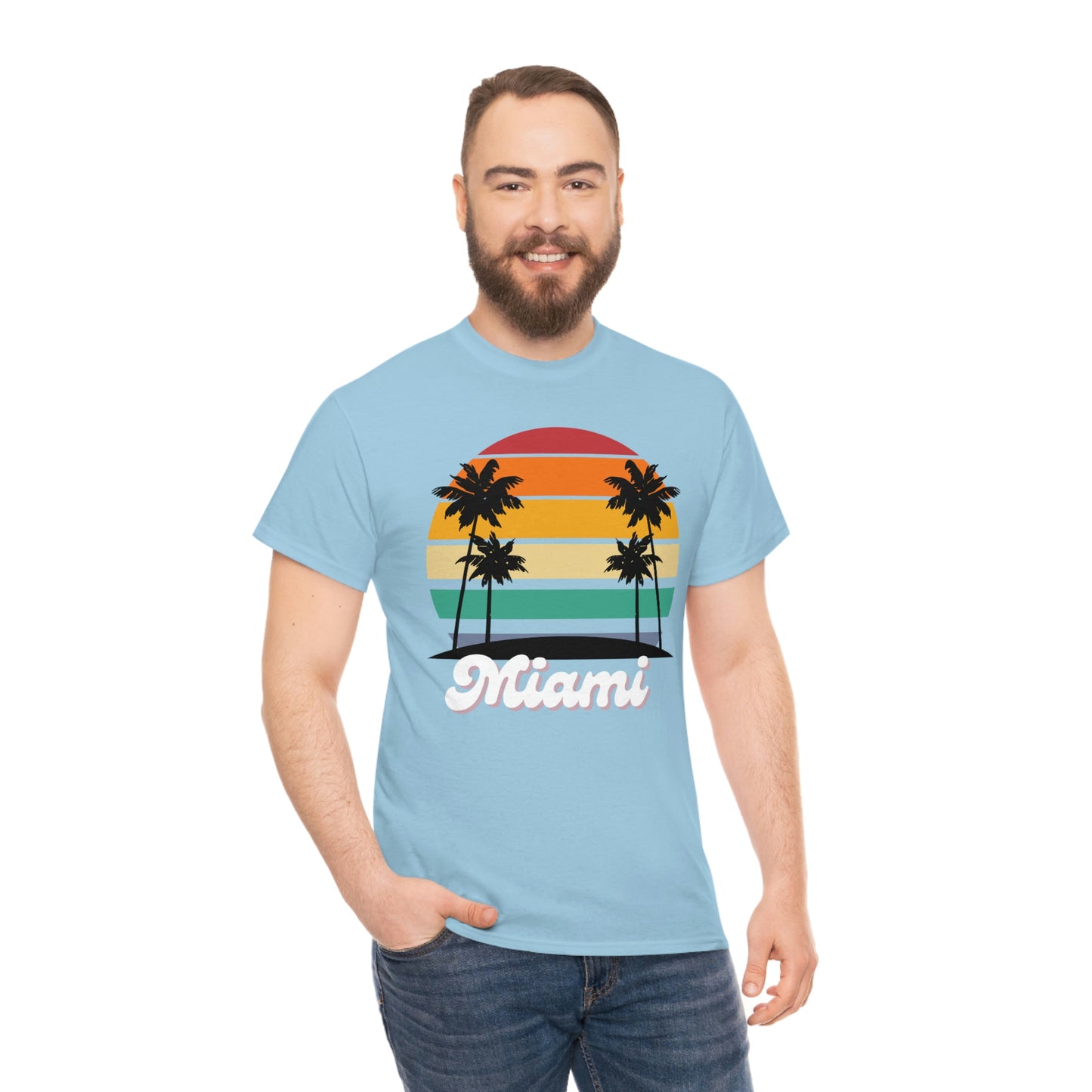 Retro Miami Beach Unisex Heavy Cotton Tee