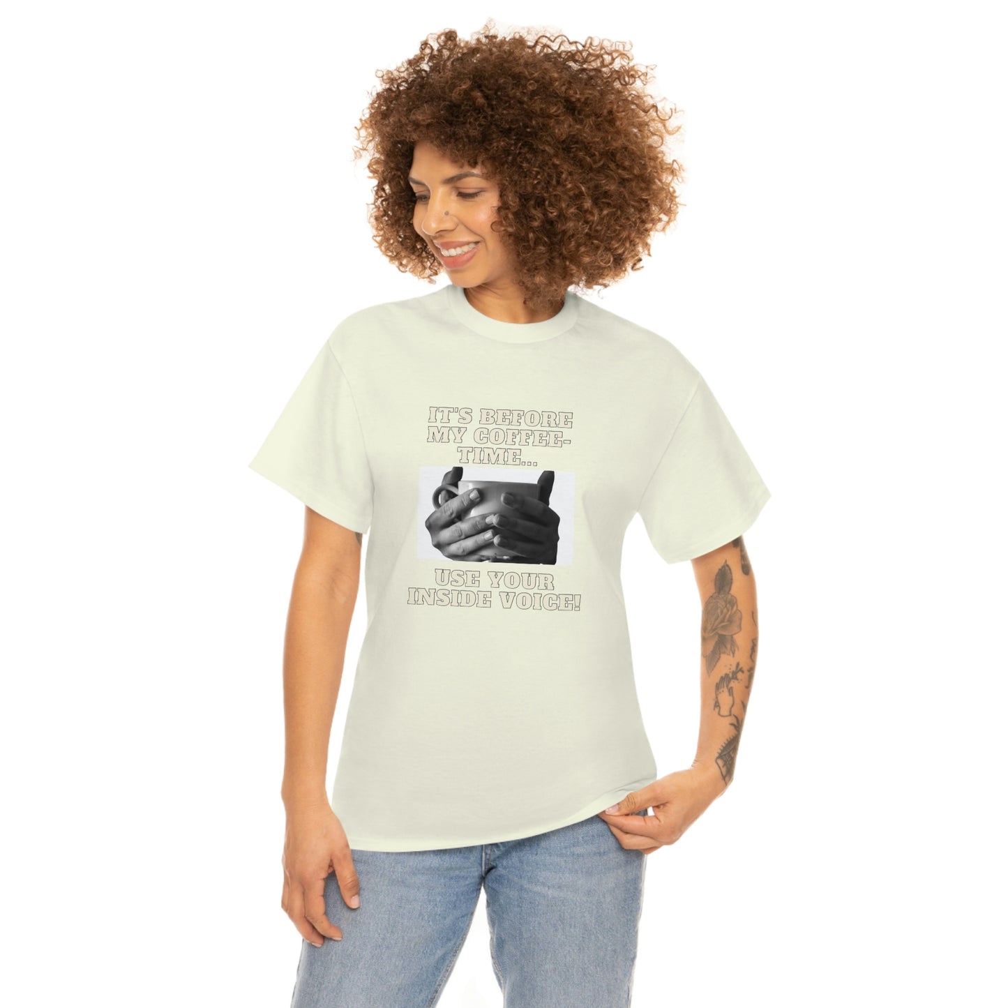 "Not before my morning coffee-time" Unisex Heavy Cotton Tee