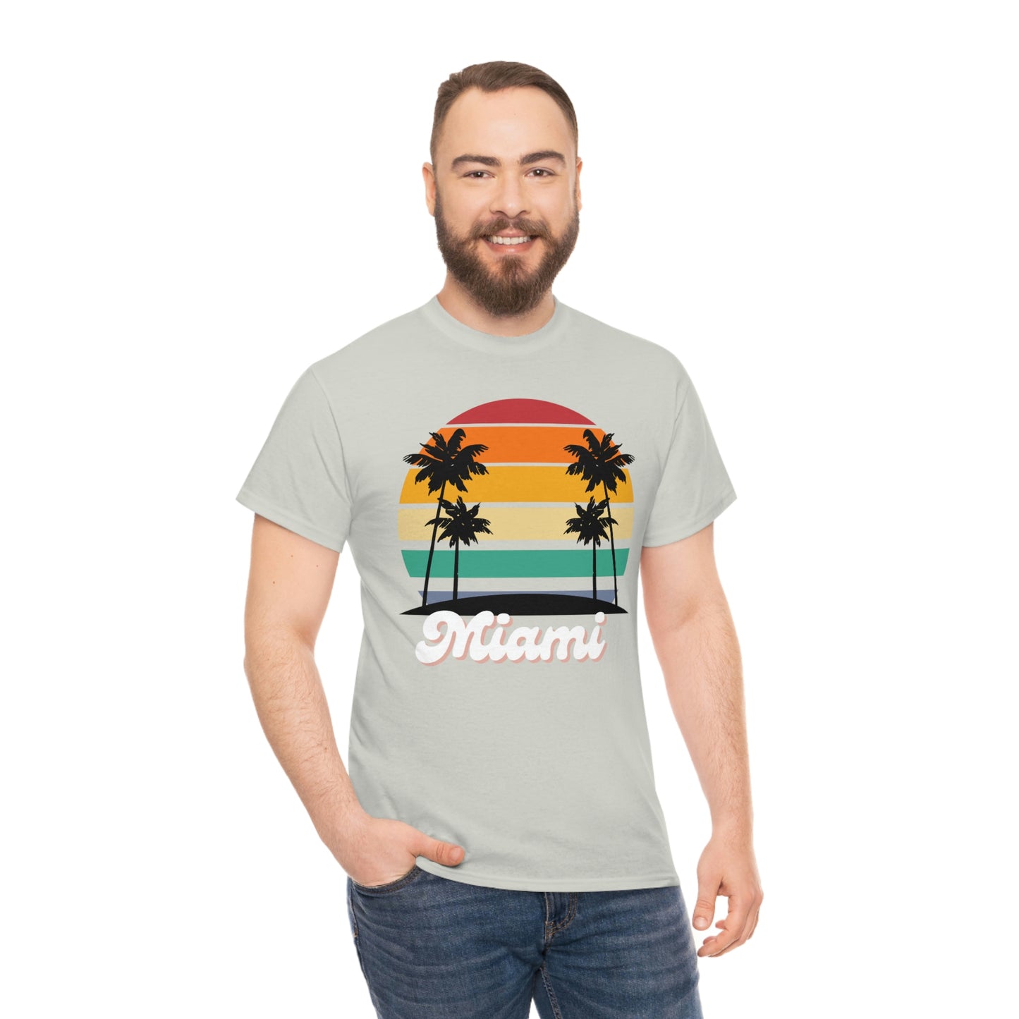 Retro Miami Beach Unisex Heavy Cotton Tee