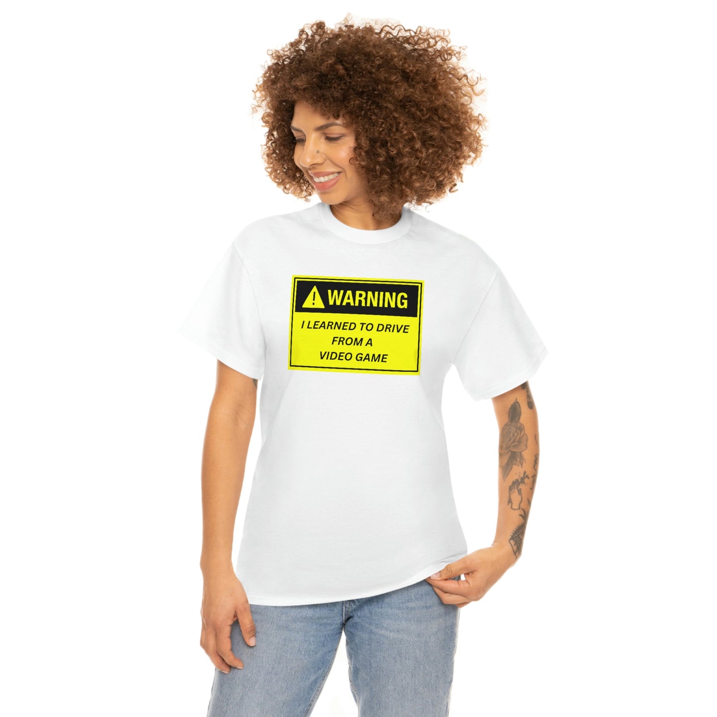 WARNING I LEARNED TO DRIVE WATCHING VIDEO GAMES ~ Unisex Heavy Cotton Tee