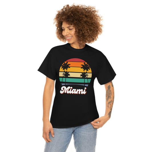 Retro Miami Beach Unisex Heavy Cotton Tee