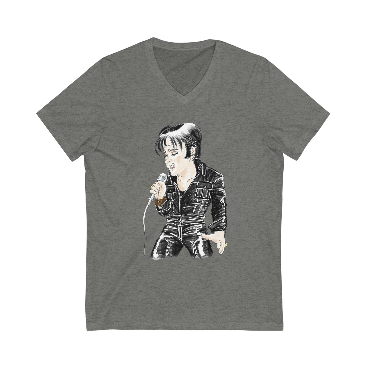 Artist Rendering of ELVIS ~ Unisex Jersey Short Sleeve V-Neck Tee