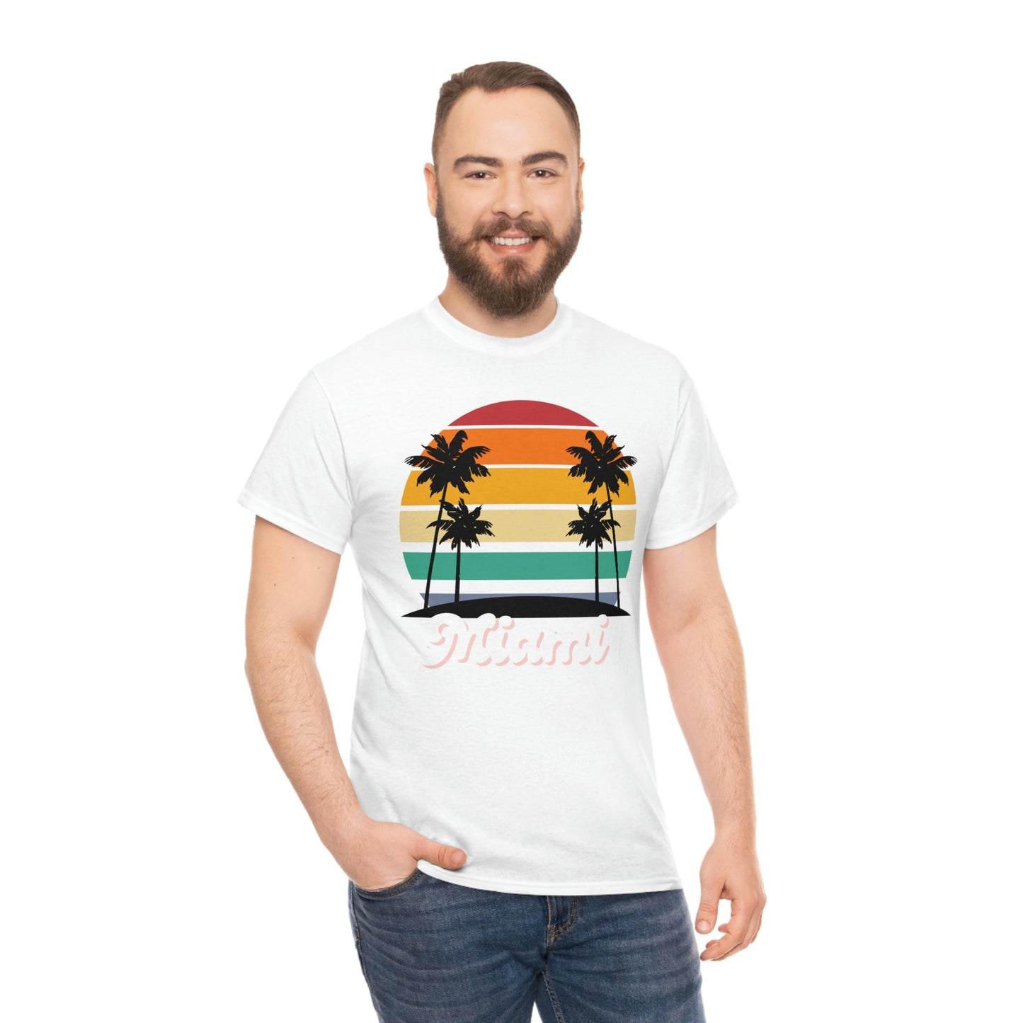 Retro Miami Beach Unisex Heavy Cotton Tee