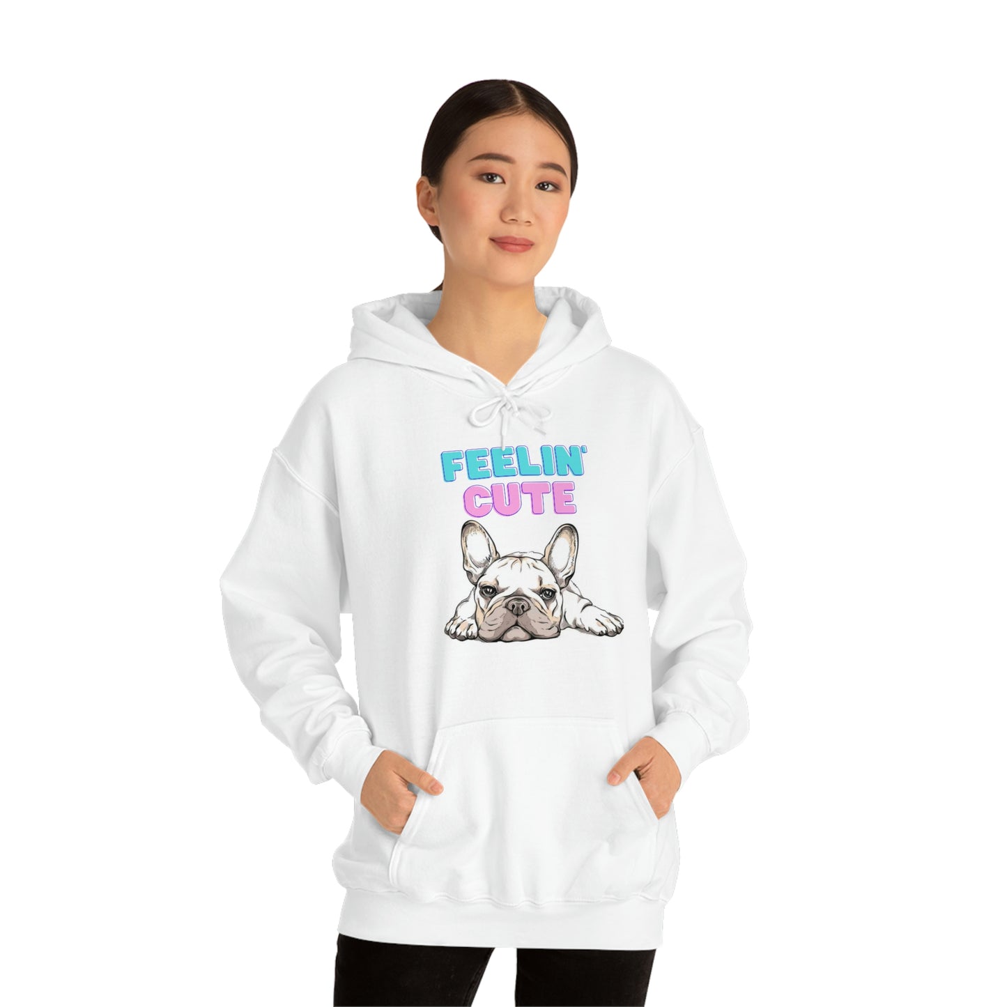 Frenchie Bulldog Feelin' Cute Unisex Heavy Blend™ Hooded Sweatshirt