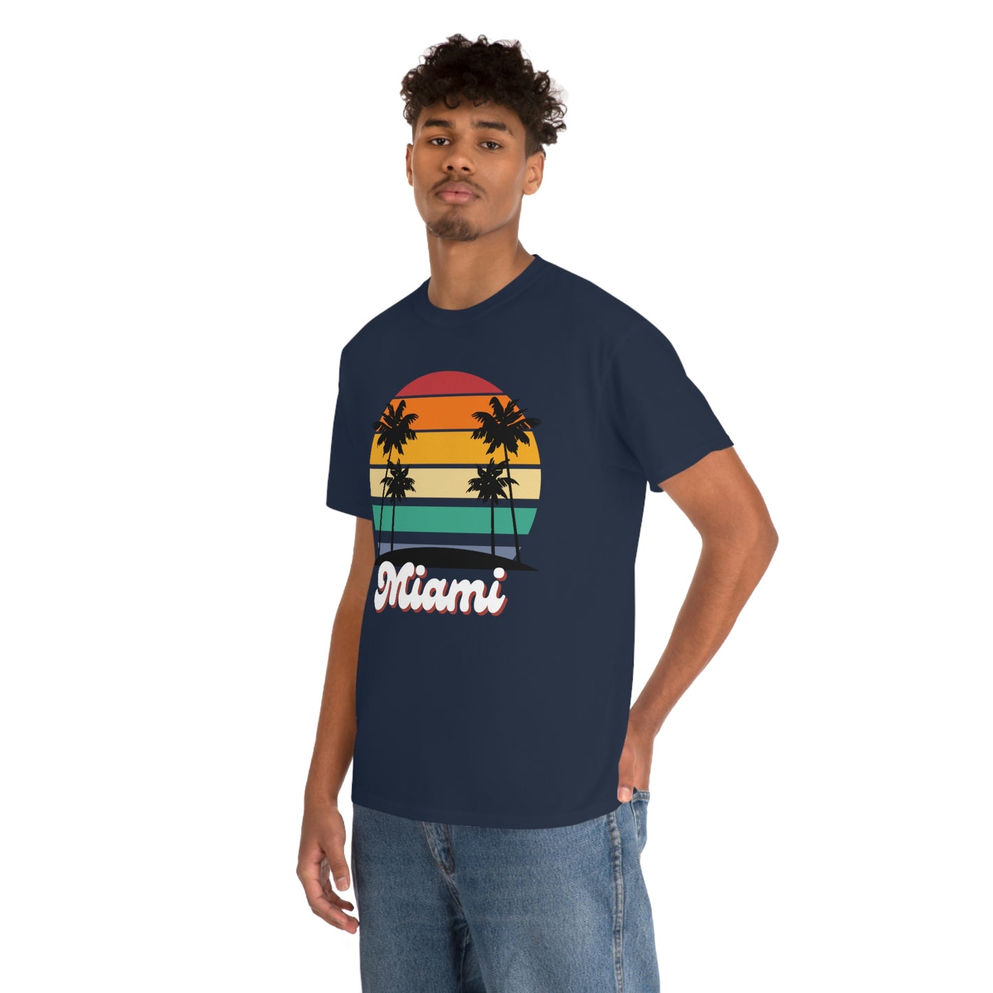 Retro Miami Beach Unisex Heavy Cotton Tee