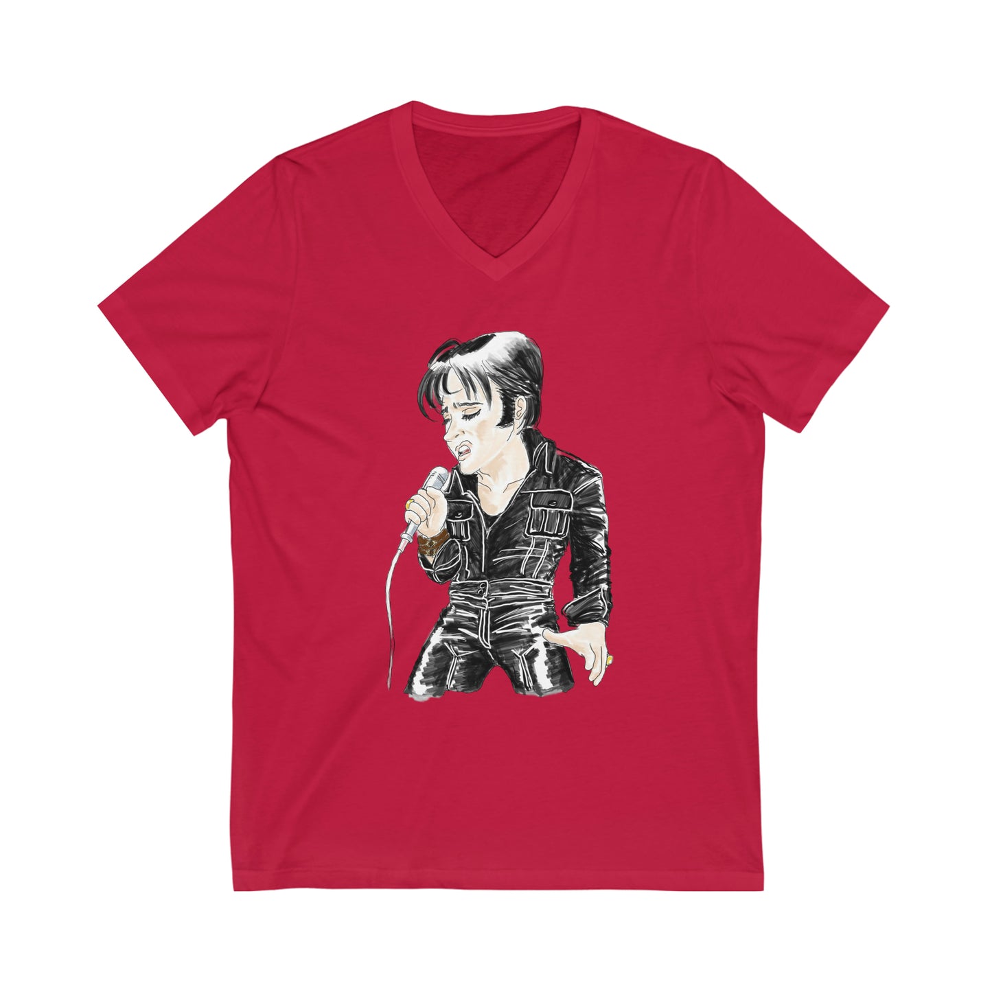 Artist Rendering of ELVIS ~ Unisex Jersey Short Sleeve V-Neck Tee