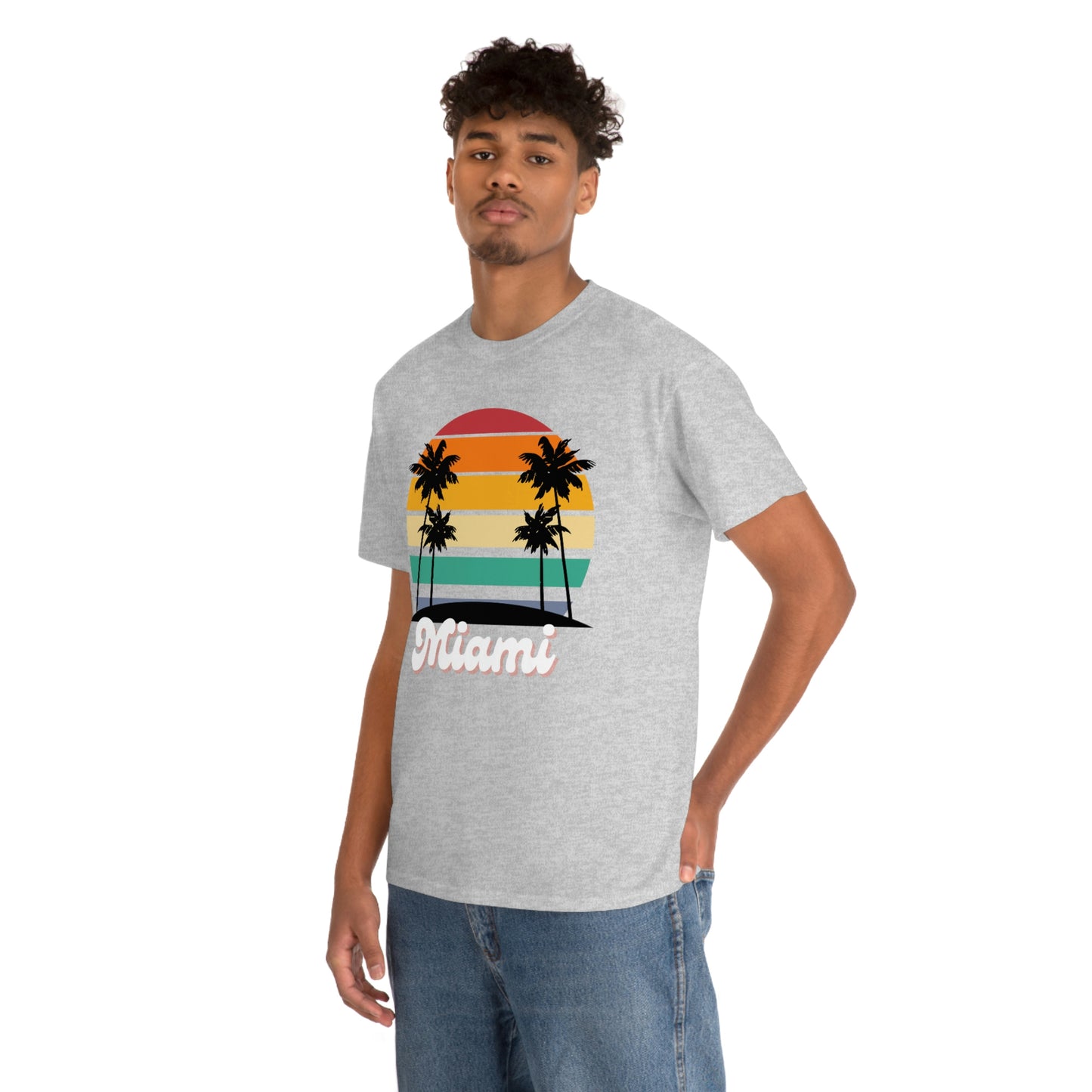 Retro Miami Beach Unisex Heavy Cotton Tee