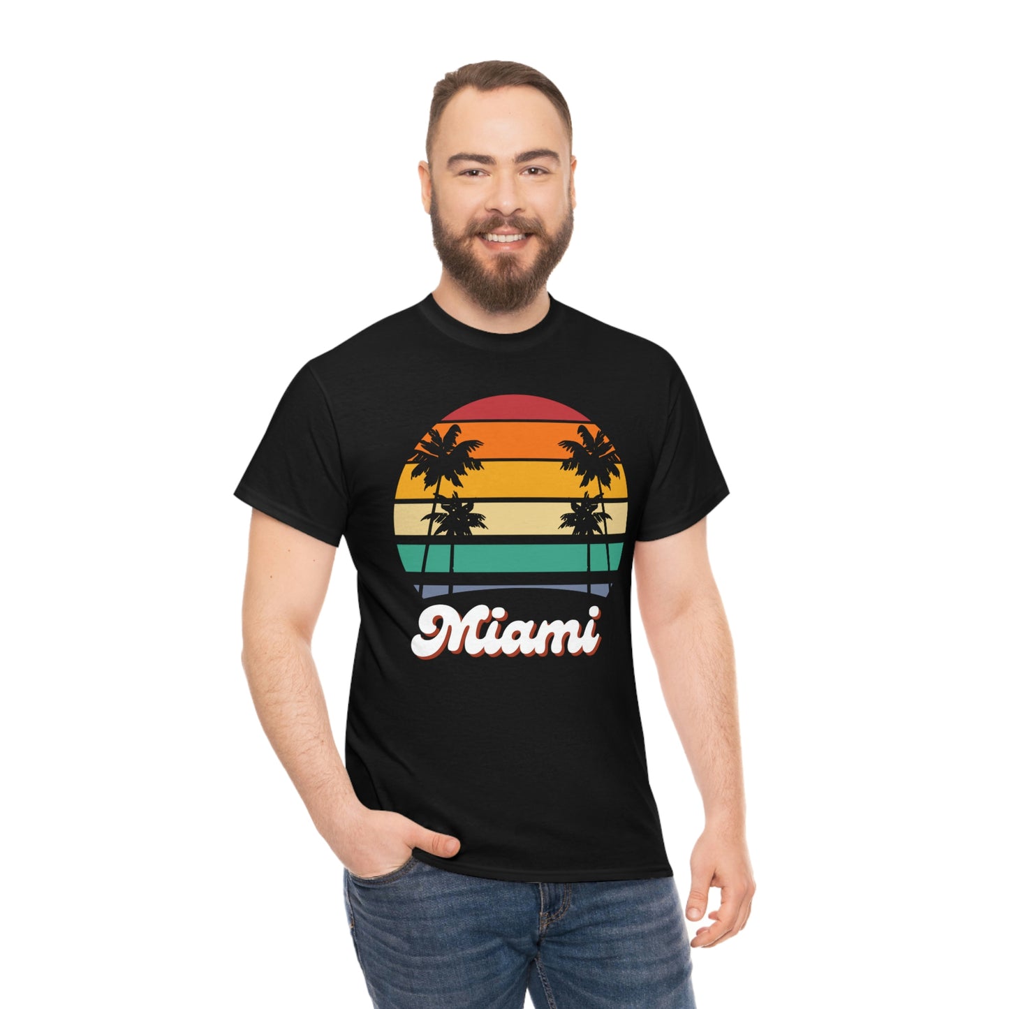 Retro Miami Beach Unisex Heavy Cotton Tee