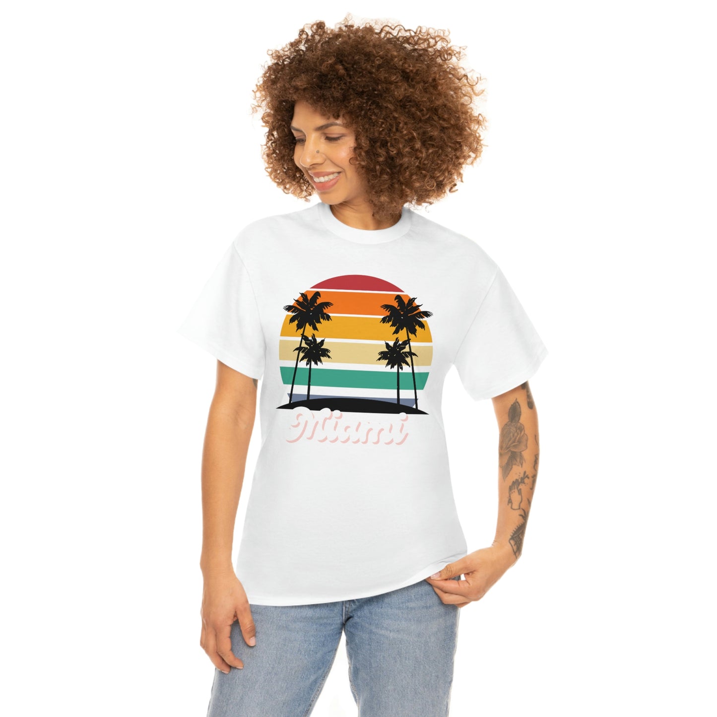 Retro Miami Beach Unisex Heavy Cotton Tee