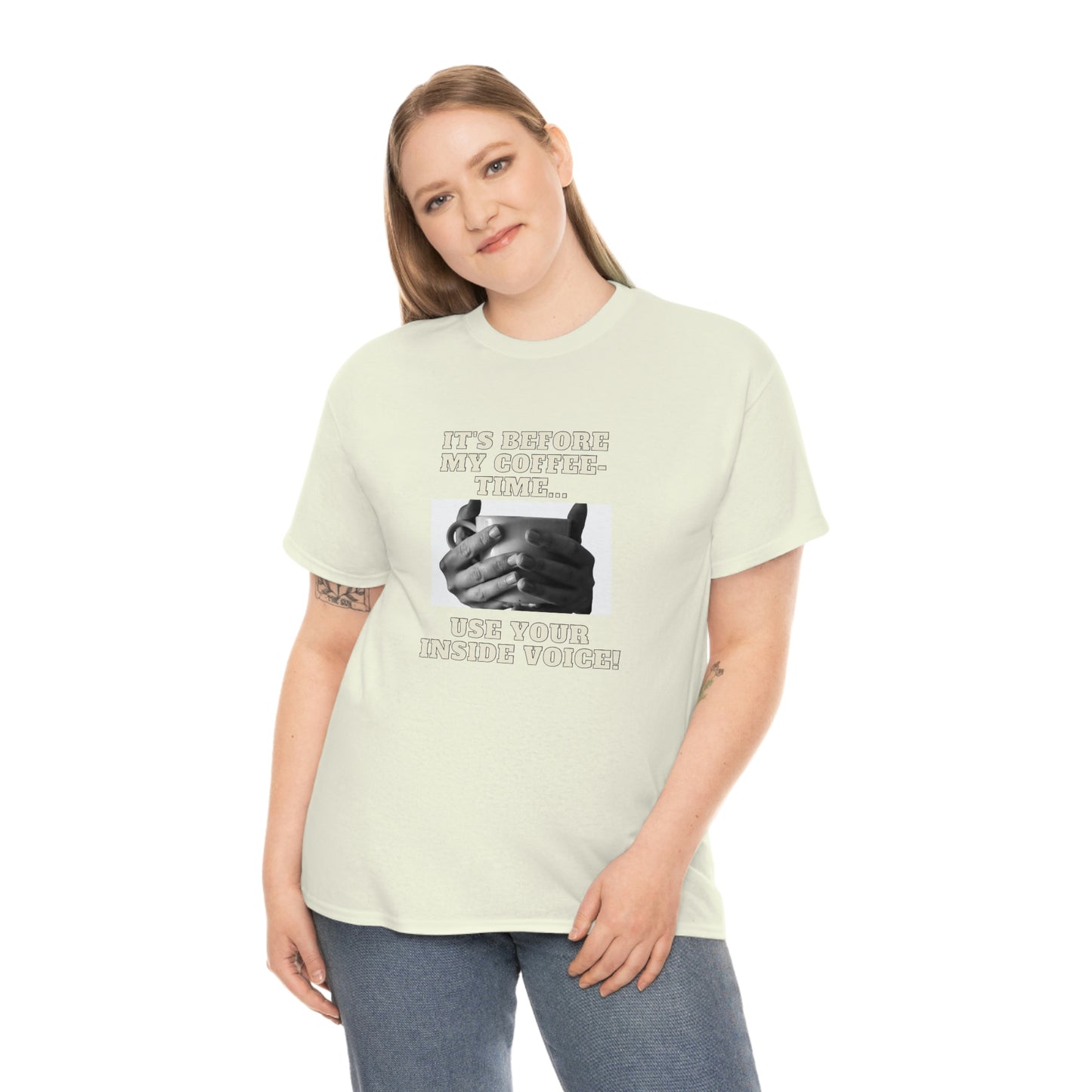 "Not before my morning coffee-time" Unisex Heavy Cotton Tee