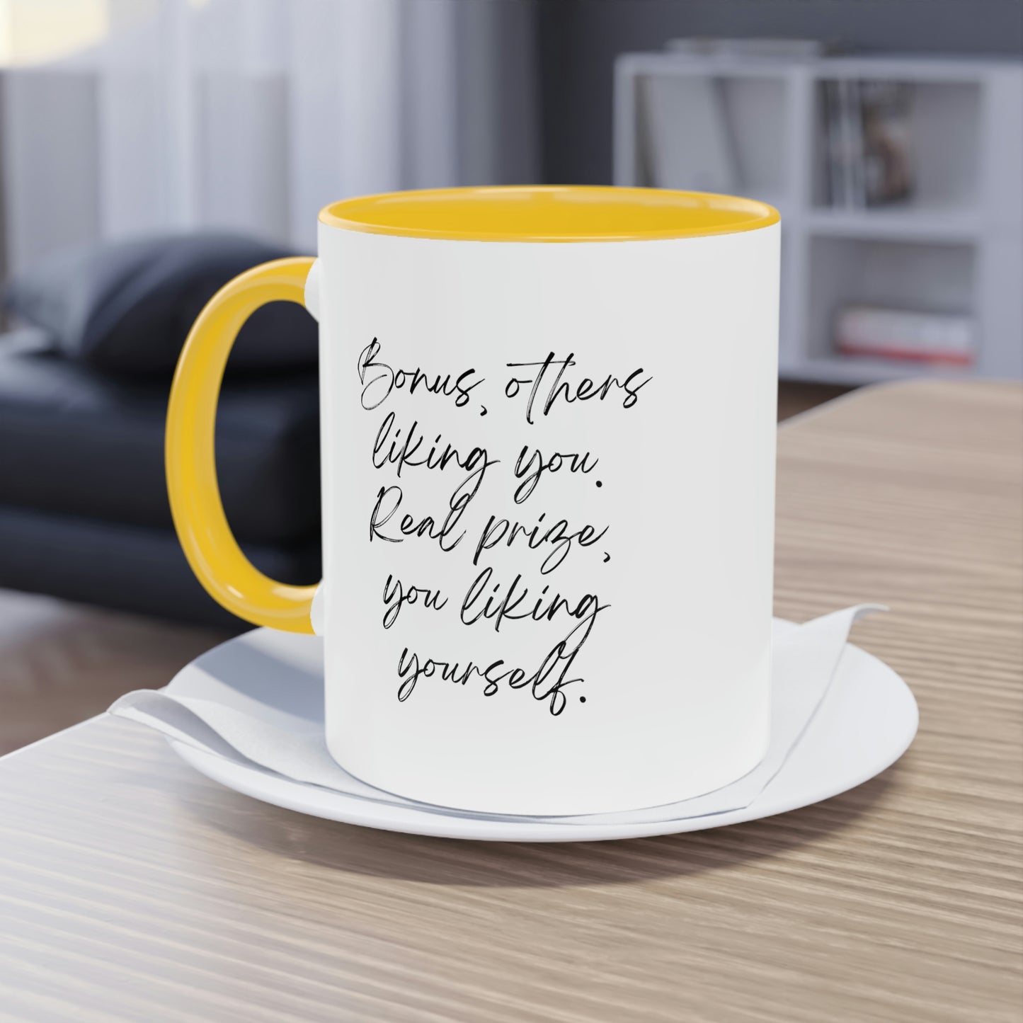 You Liking Yourself  Two-Tone Coffee Mug, 11oz