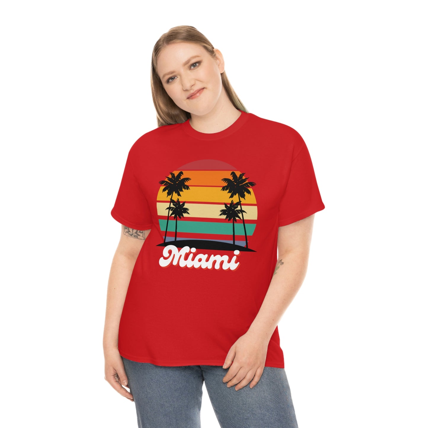 Retro Miami Beach Unisex Heavy Cotton Tee