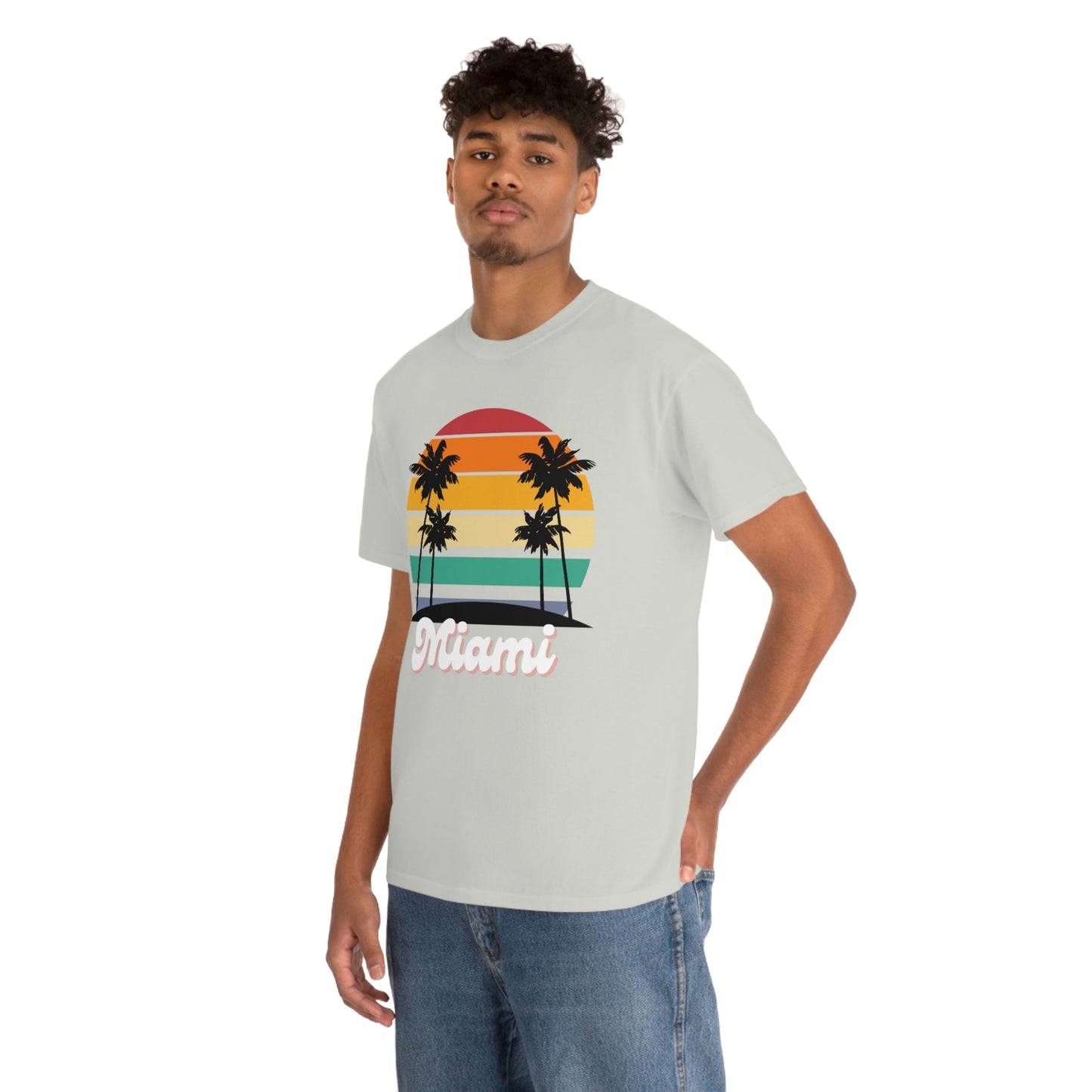 Retro Miami Beach Unisex Heavy Cotton Tee