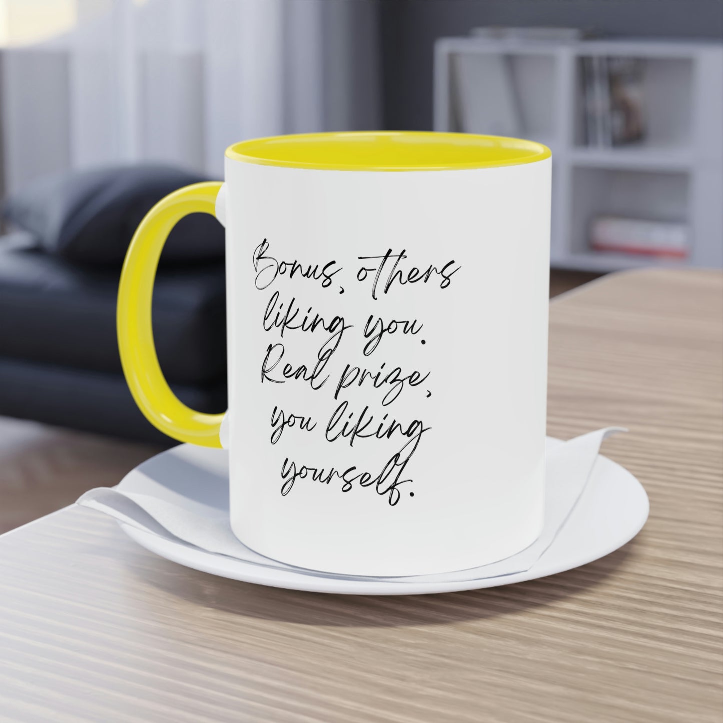 You Liking Yourself  Two-Tone Coffee Mug, 11oz