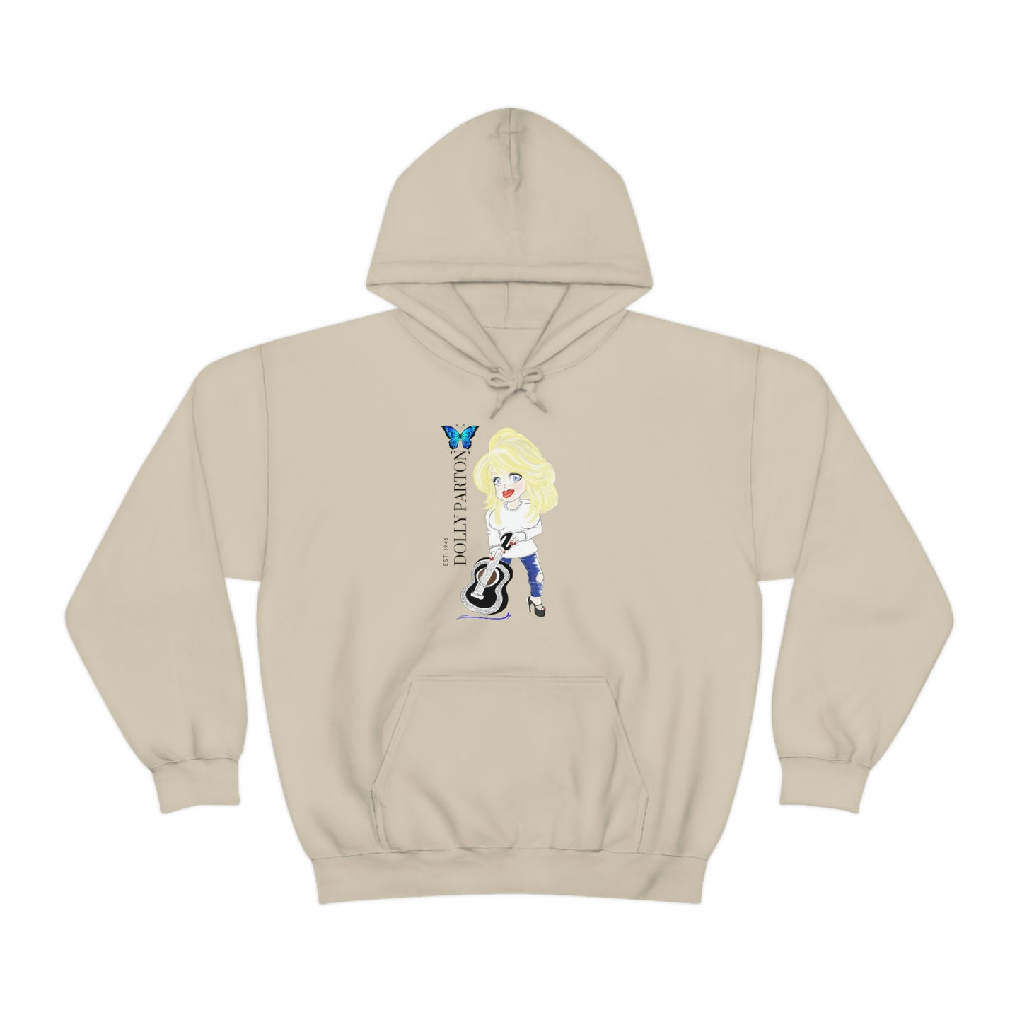 Artist Rendering of Dolly Paron on a Unisex Heavy Blend™ Hooded Sweatshirt