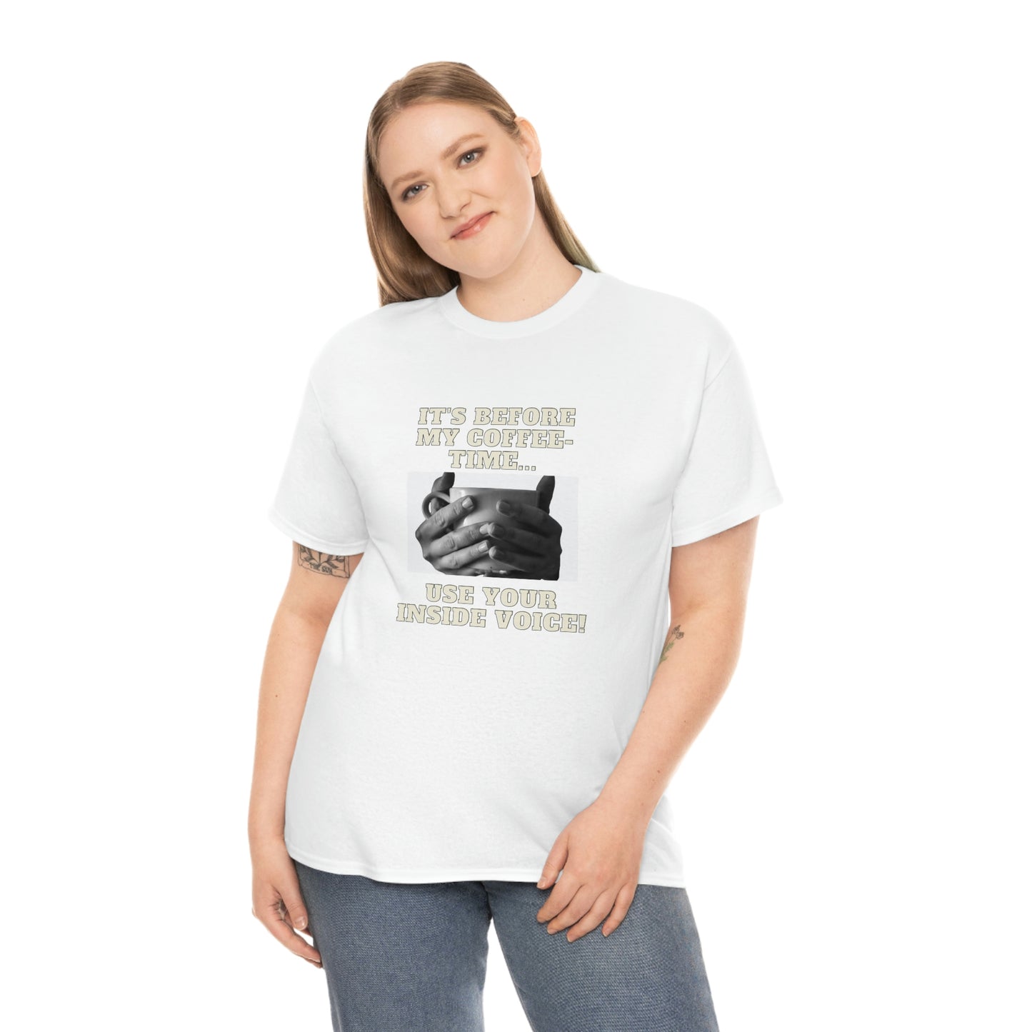 "Not before my morning coffee-time" Unisex Heavy Cotton Tee