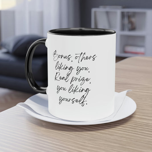 You Liking Yourself  Two-Tone Coffee Mug, 11oz