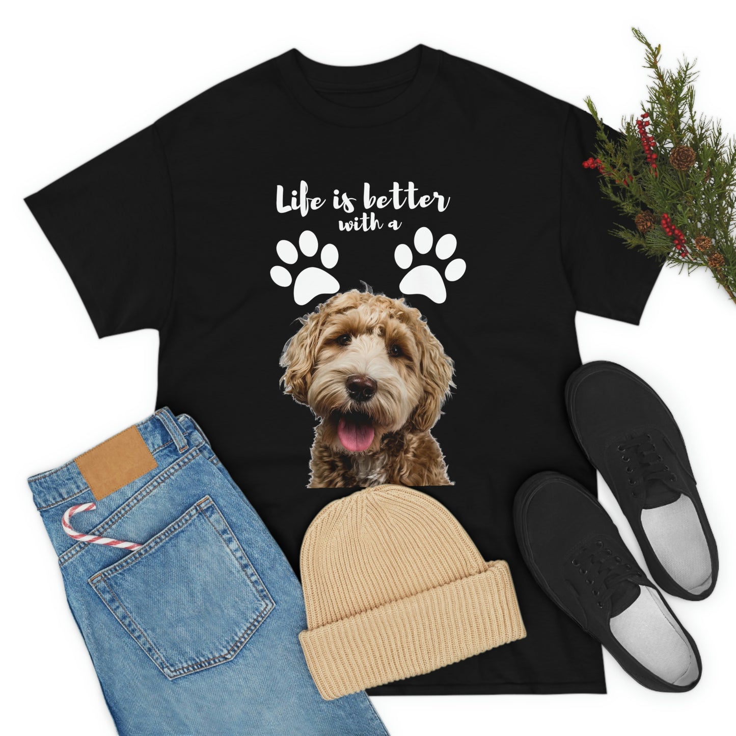 Life is better with a DOG Unisex Heavy Cotton Tee