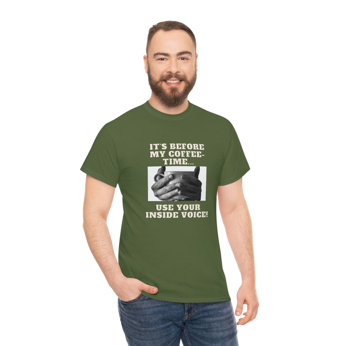 "Not before my morning coffee-time" Unisex Heavy Cotton Tee