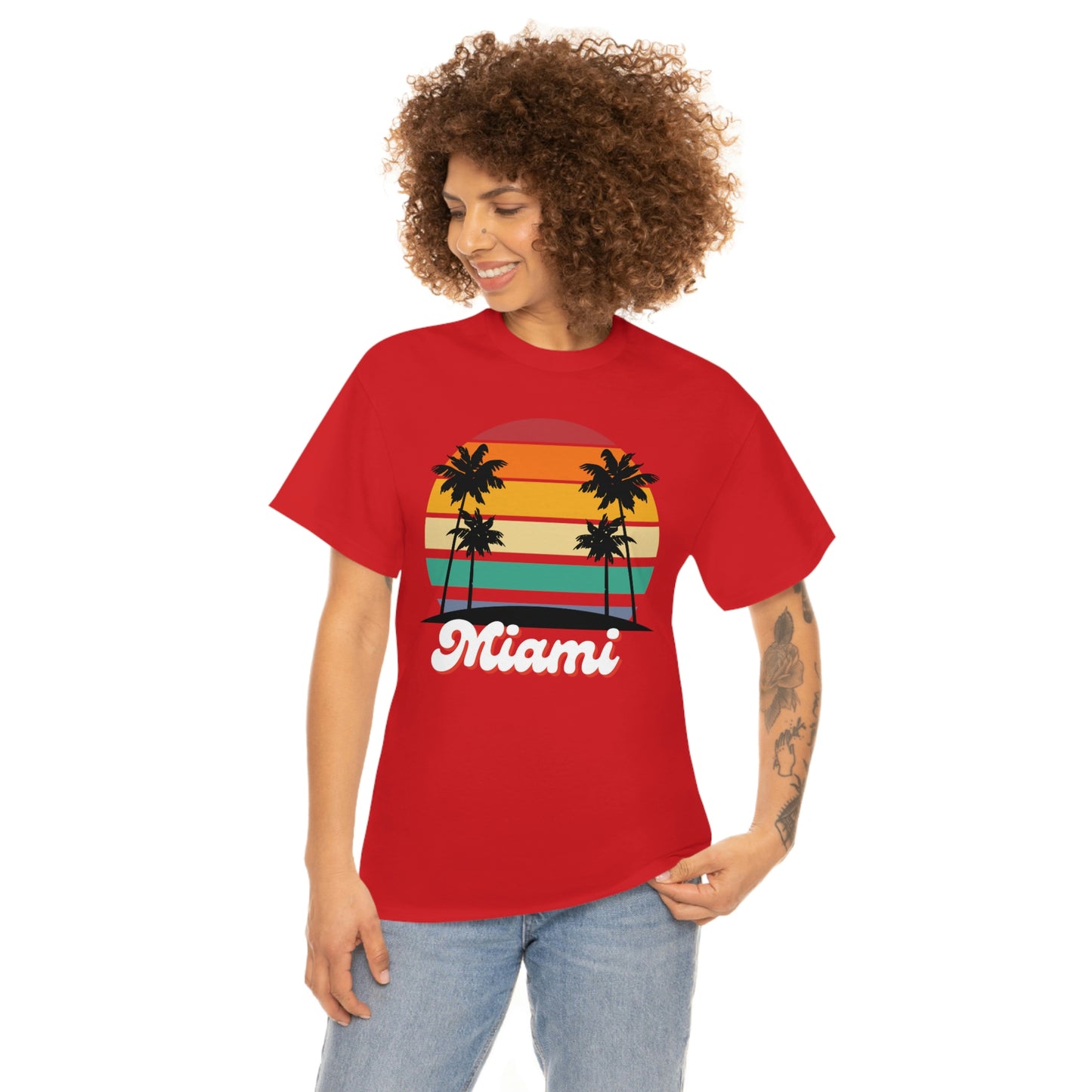 Retro Miami Beach Unisex Heavy Cotton Tee