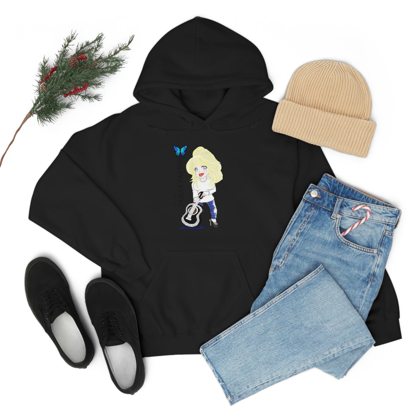 Artist Rendering of Dolly Paron on a Unisex Heavy Blend™ Hooded Sweatshirt