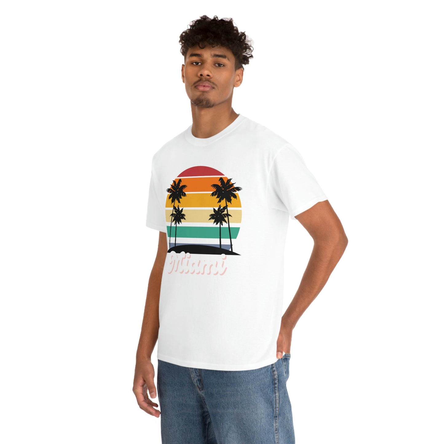 Retro Miami Beach Unisex Heavy Cotton Tee