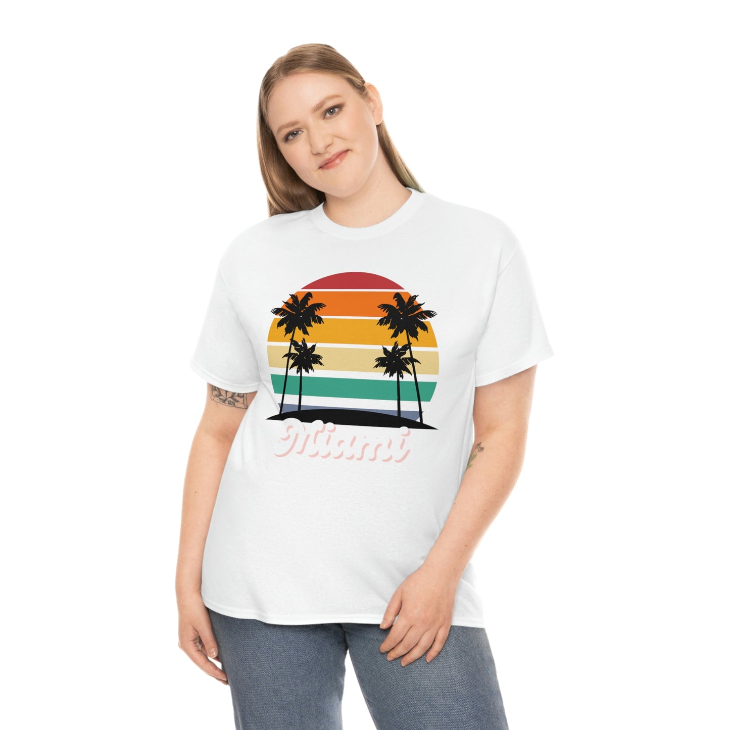 Retro Miami Beach Unisex Heavy Cotton Tee