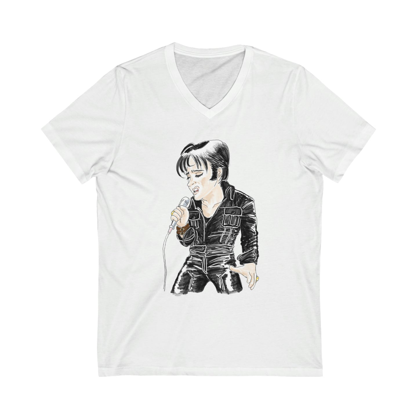 Artist Rendering of ELVIS ~ Unisex Jersey Short Sleeve V-Neck Tee