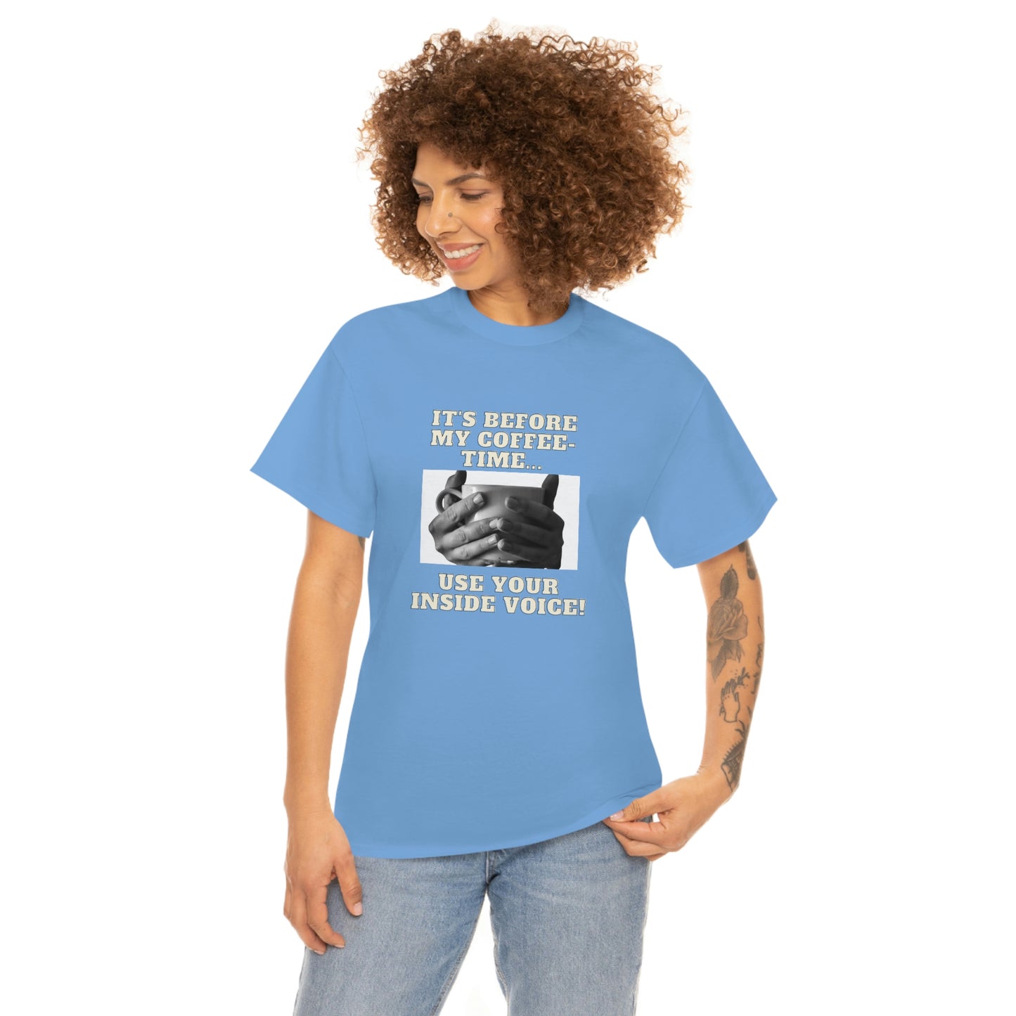 "Not before my morning coffee-time" Unisex Heavy Cotton Tee