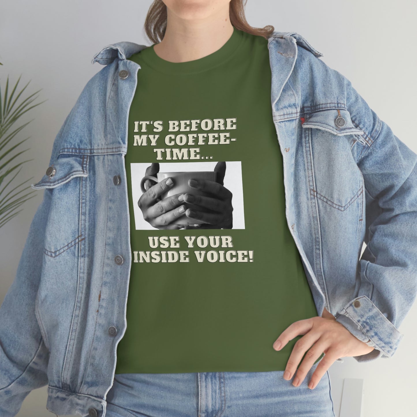 "Not before my morning coffee-time" Unisex Heavy Cotton Tee