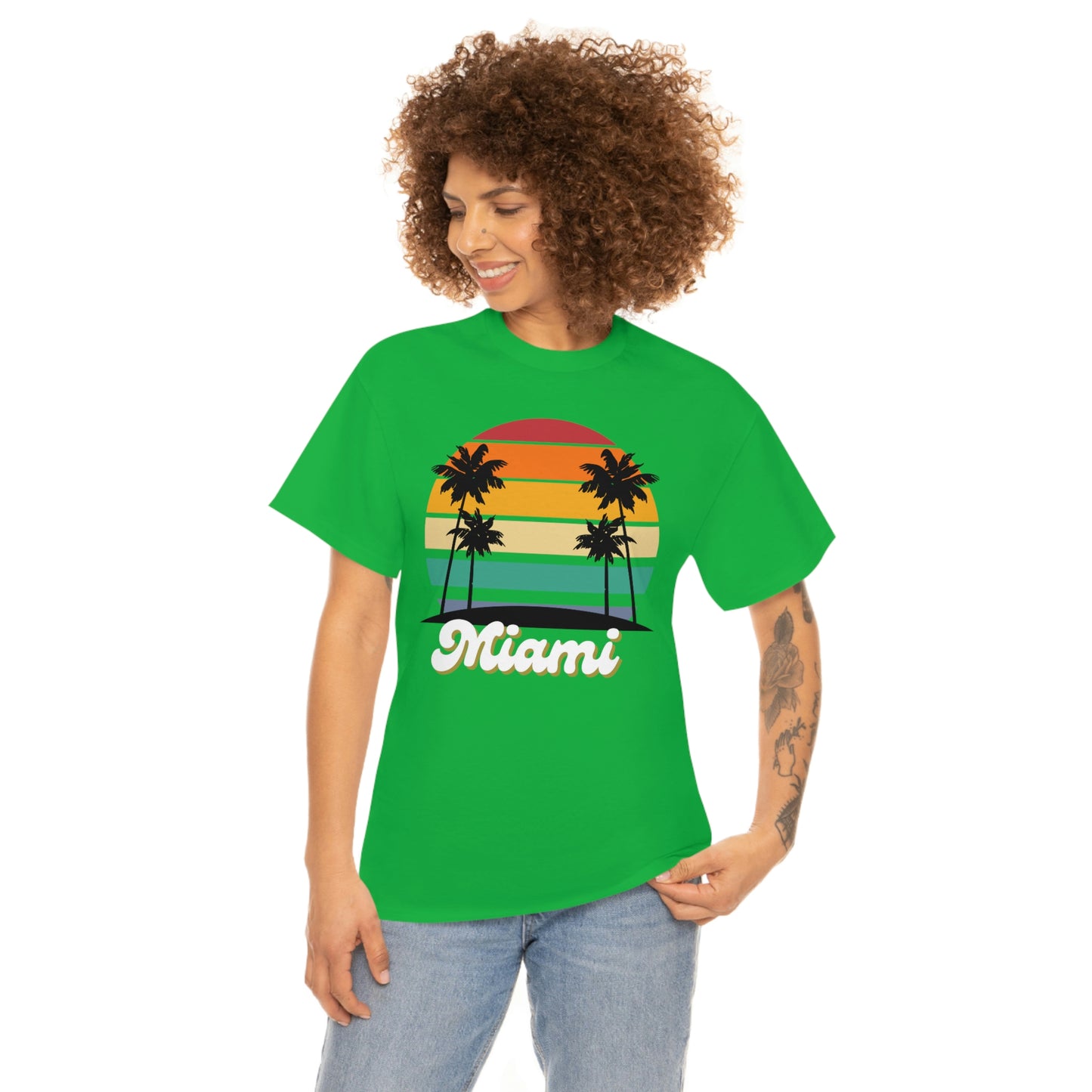 Retro Miami Beach Unisex Heavy Cotton Tee