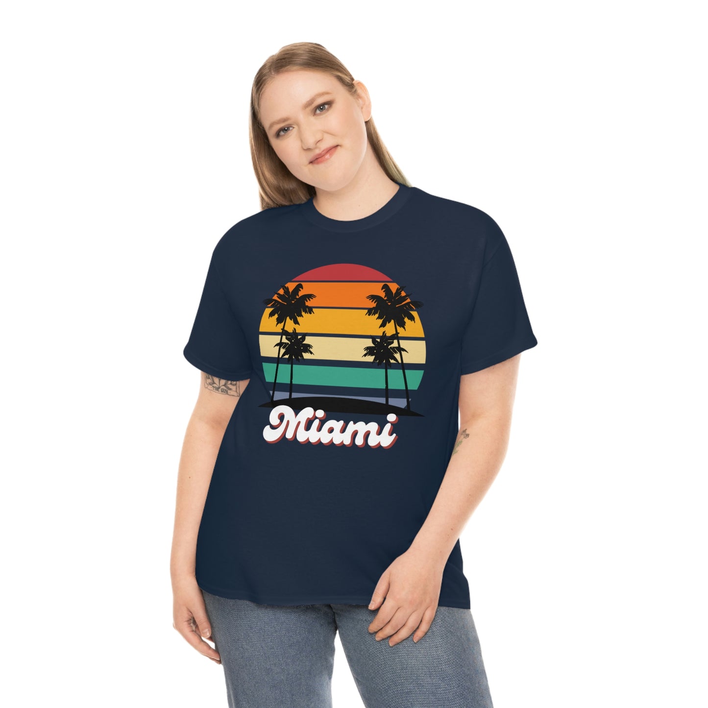 Retro Miami Beach Unisex Heavy Cotton Tee