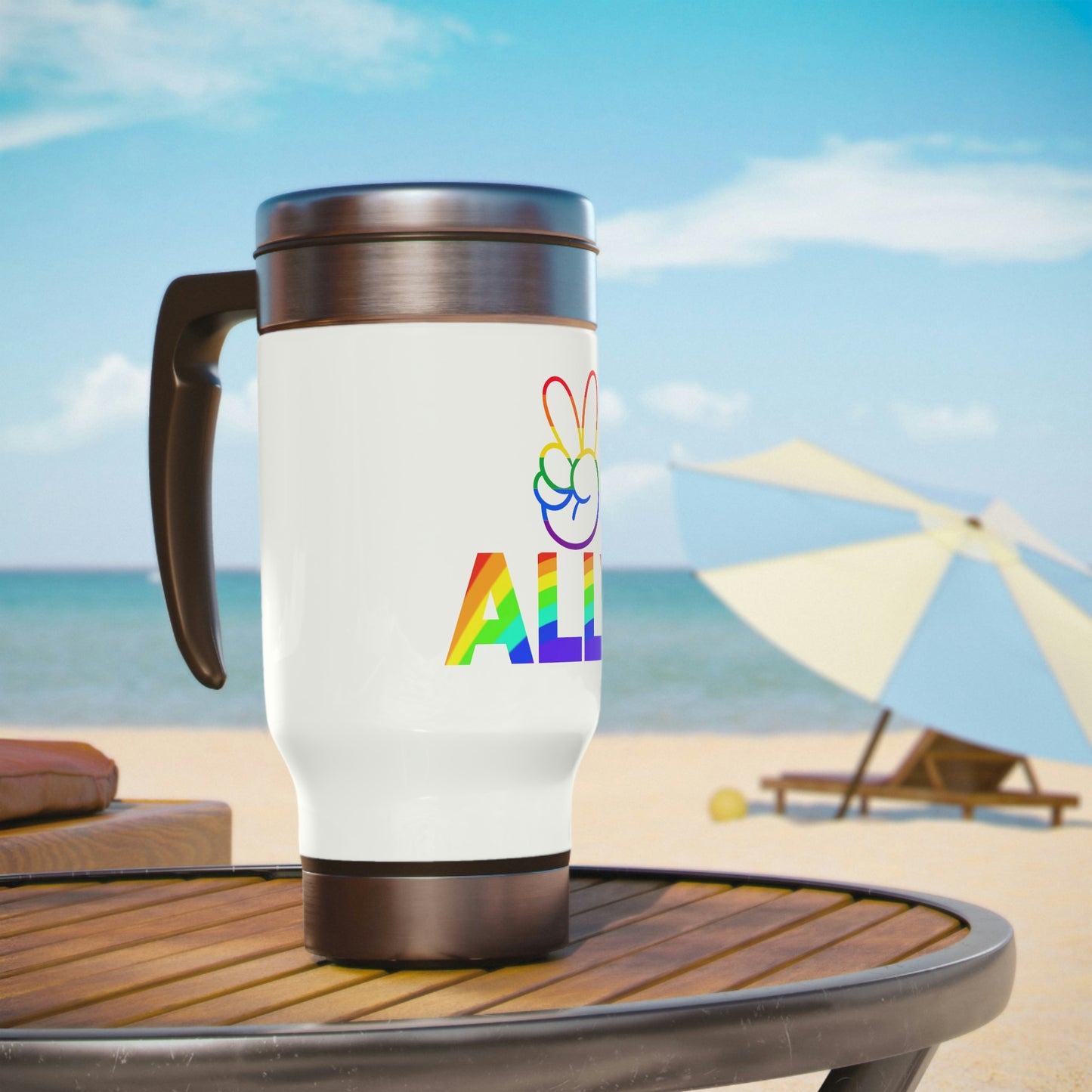 PRIDE ALLY Stainless Steel Travel Mug with Handle, 14oz