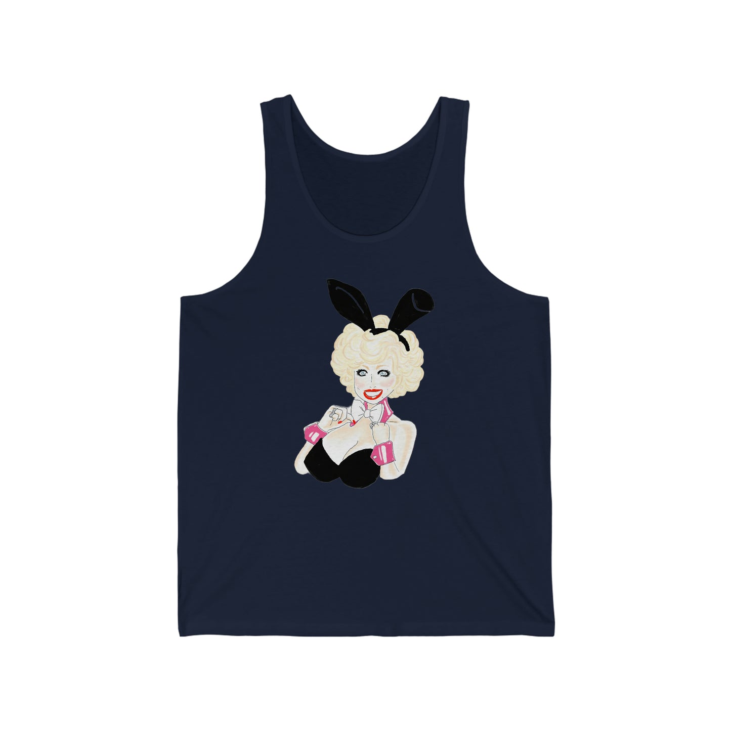 Artist Rendering Dolly Parton 70's Bunny Unisex Jersey Tank