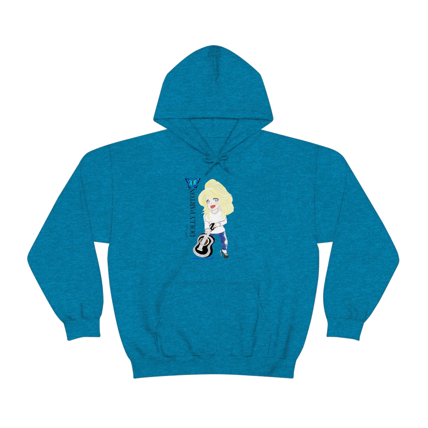 Artist Rendering of Dolly Paron on a Unisex Heavy Blend™ Hooded Sweatshirt