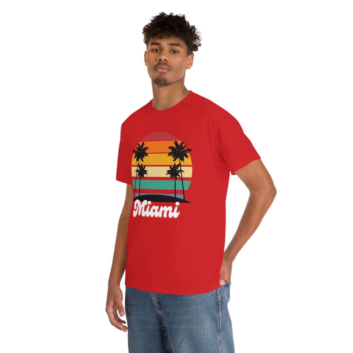 Retro Miami Beach Unisex Heavy Cotton Tee