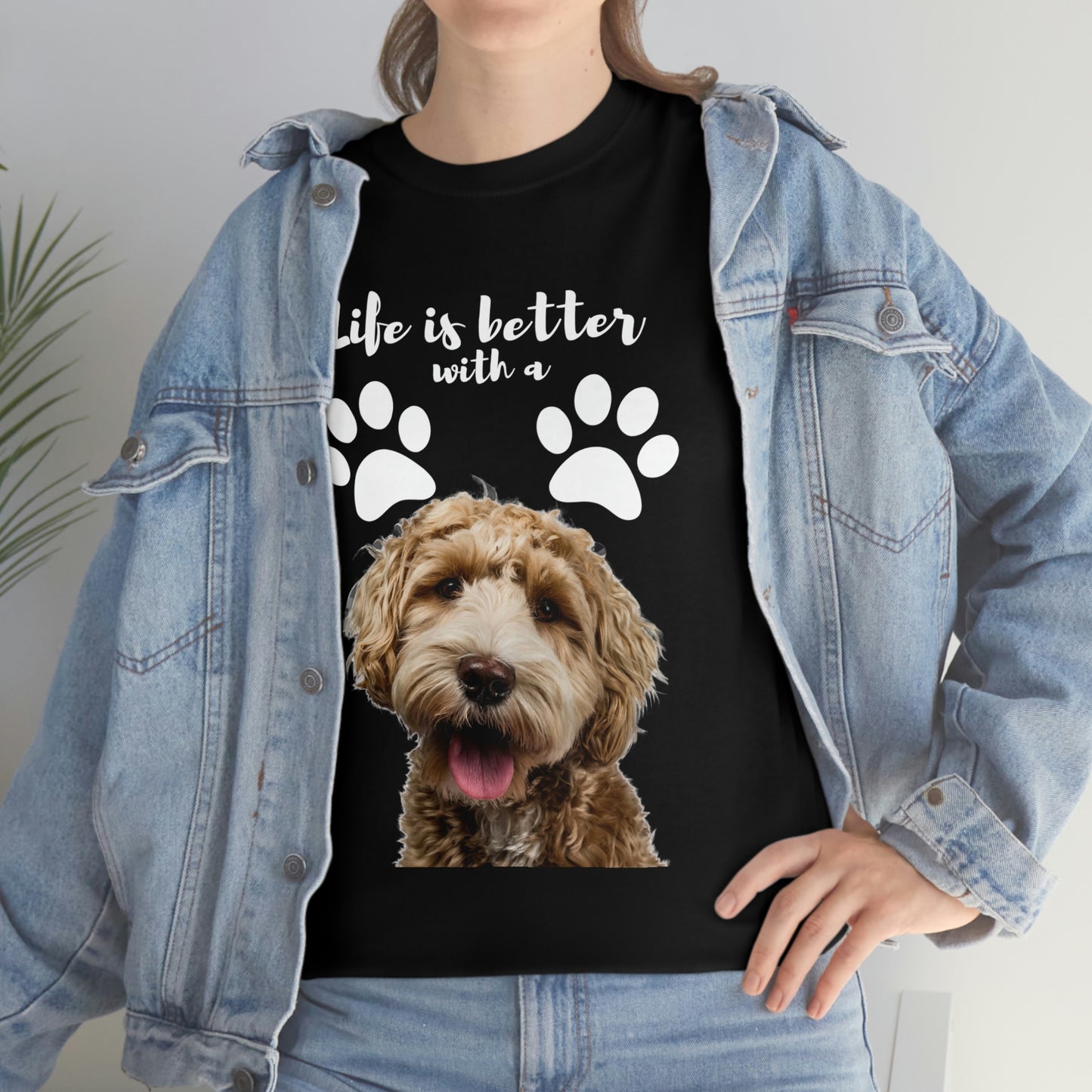 Life is better with a DOG Unisex Heavy Cotton Tee