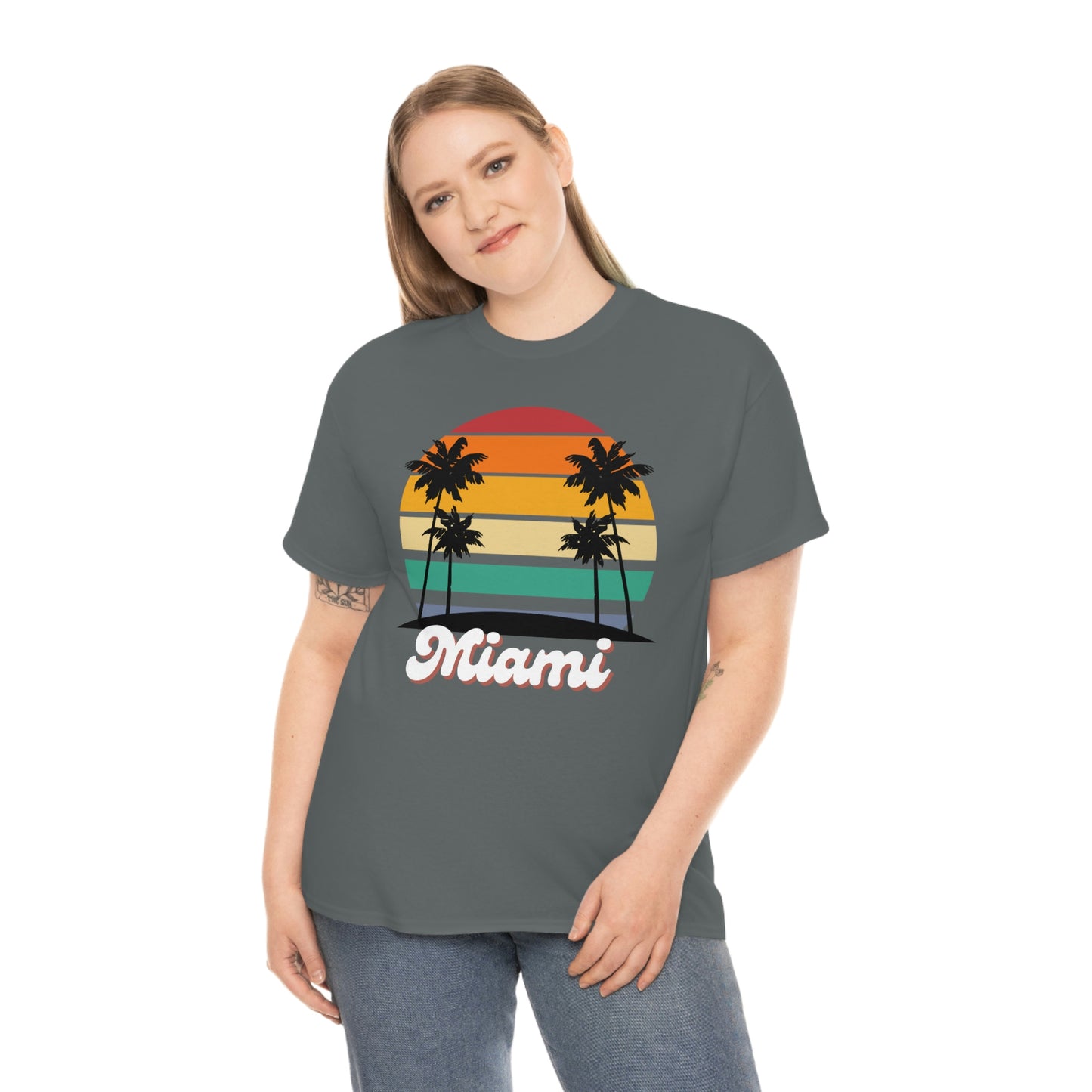 Retro Miami Beach Unisex Heavy Cotton Tee