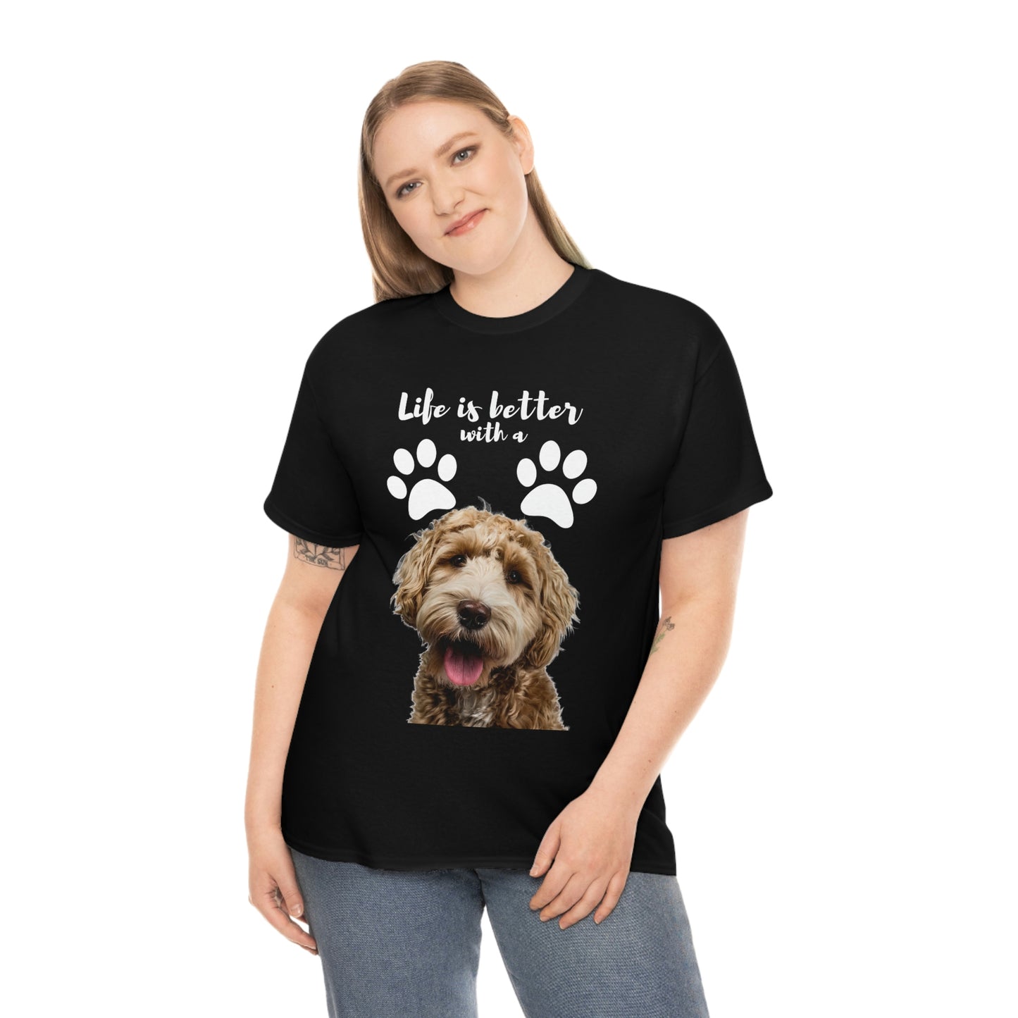 Life is better with a DOG Unisex Heavy Cotton Tee