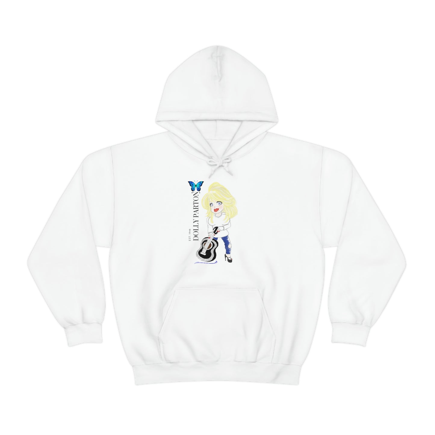 Artist Rendering of Dolly Paron on a Unisex Heavy Blend™ Hooded Sweatshirt