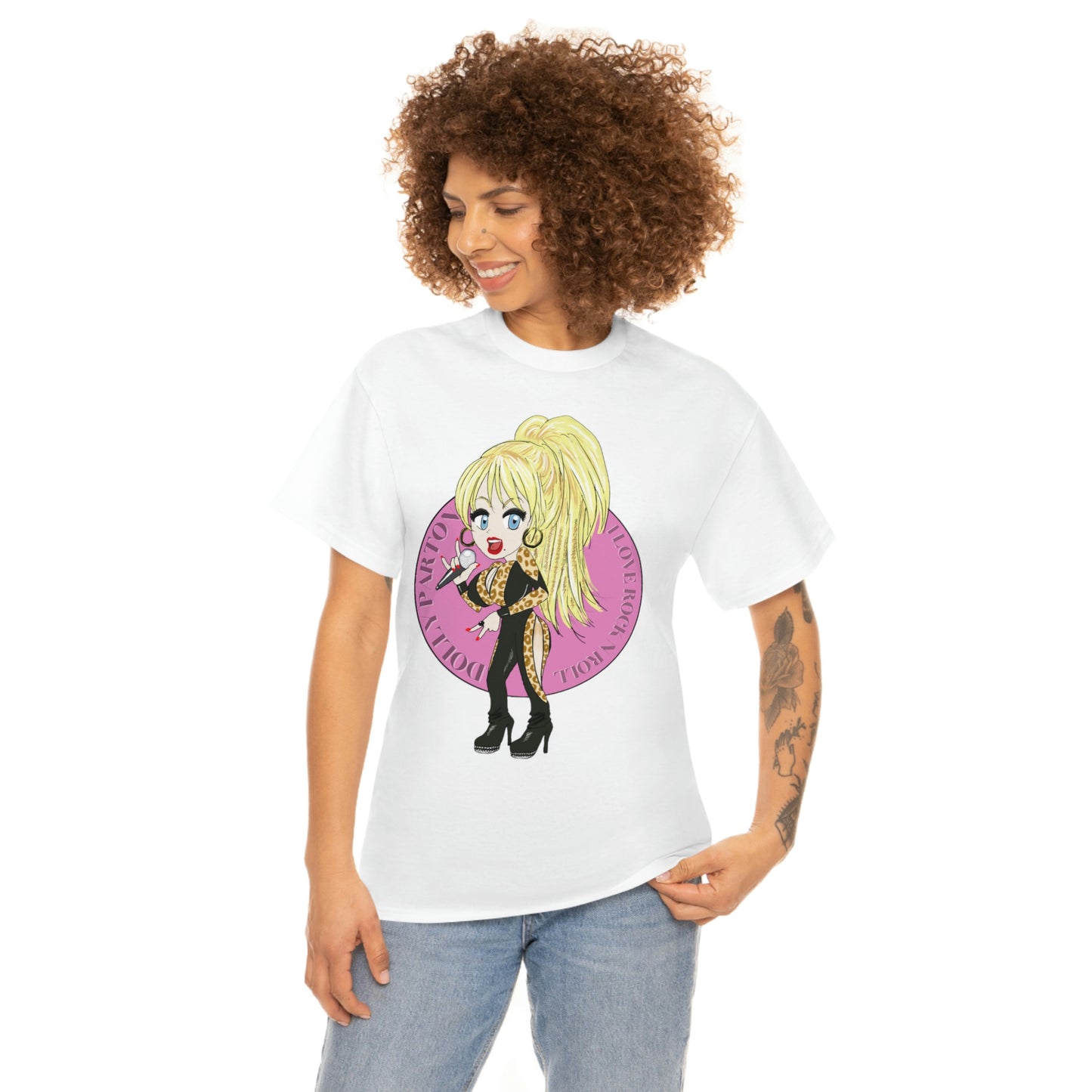 Dolly Parton ~I LOVE ROCK N ROLL Inspired Artwork ~Unisex Heavy Cotton Tee