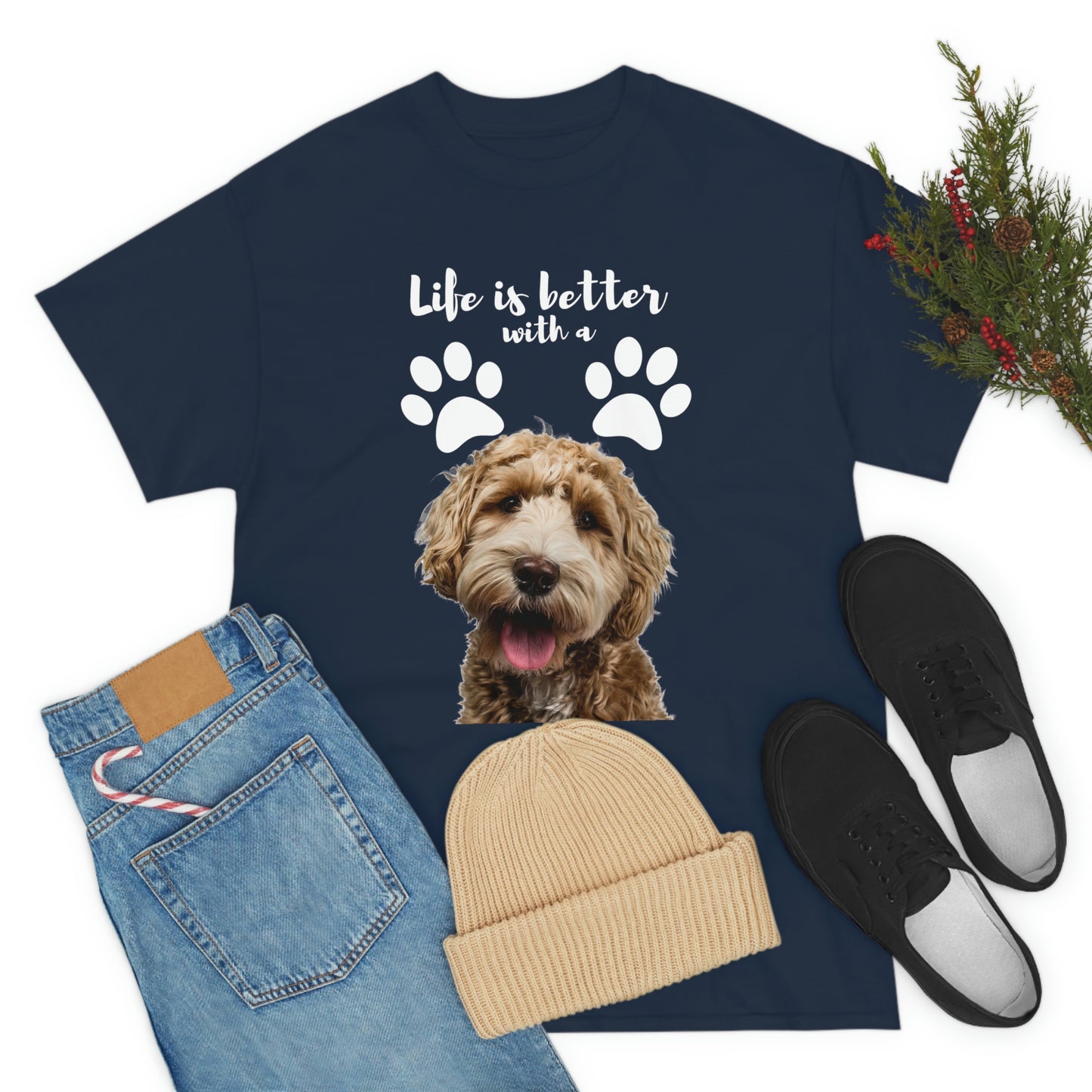 Life is better with a DOG Unisex Heavy Cotton Tee