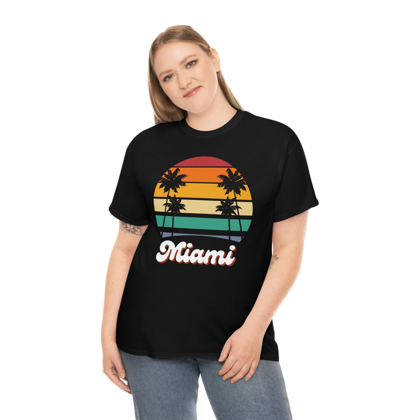 Retro Miami Beach Unisex Heavy Cotton Tee