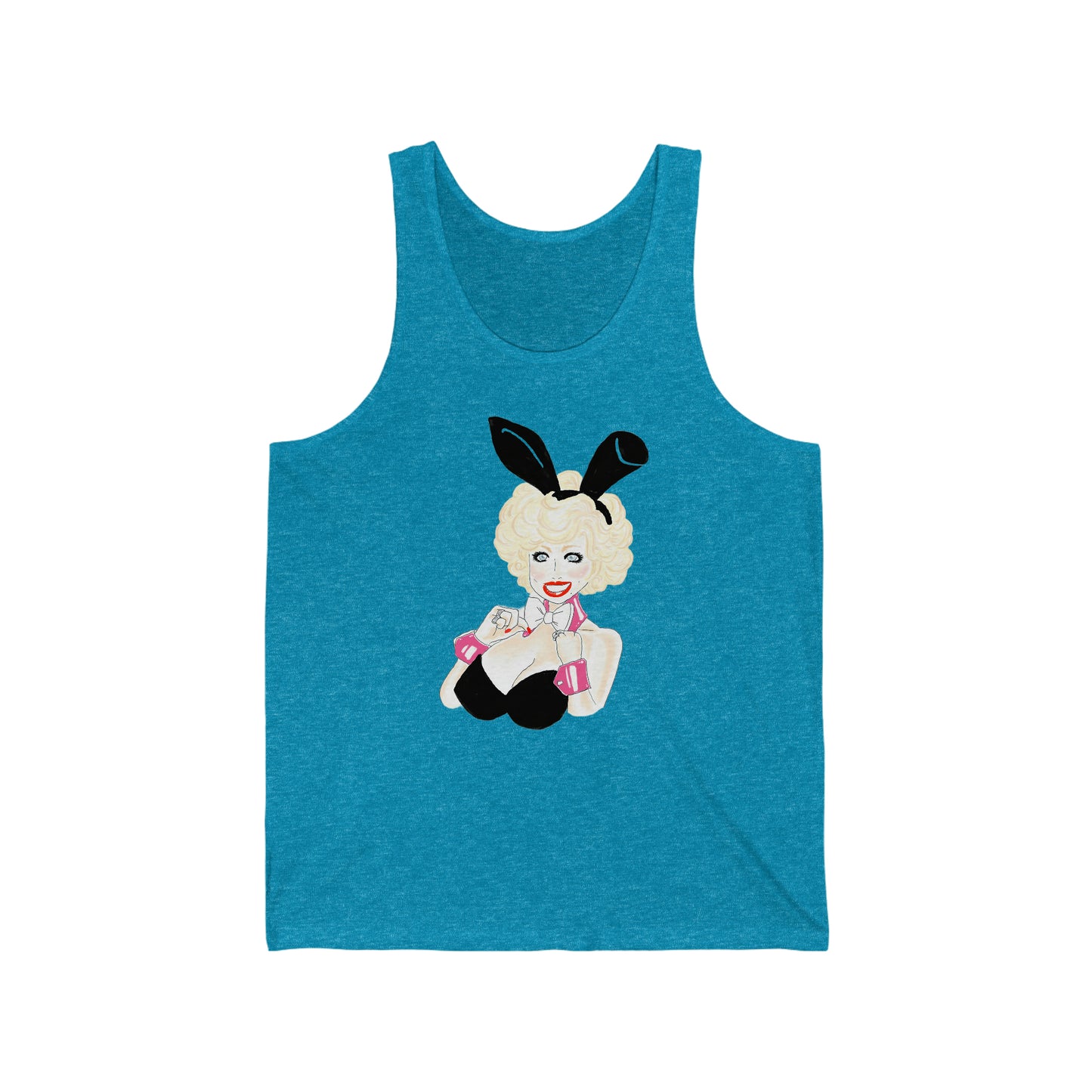 Artist Rendering Dolly Parton 70's Bunny Unisex Jersey Tank