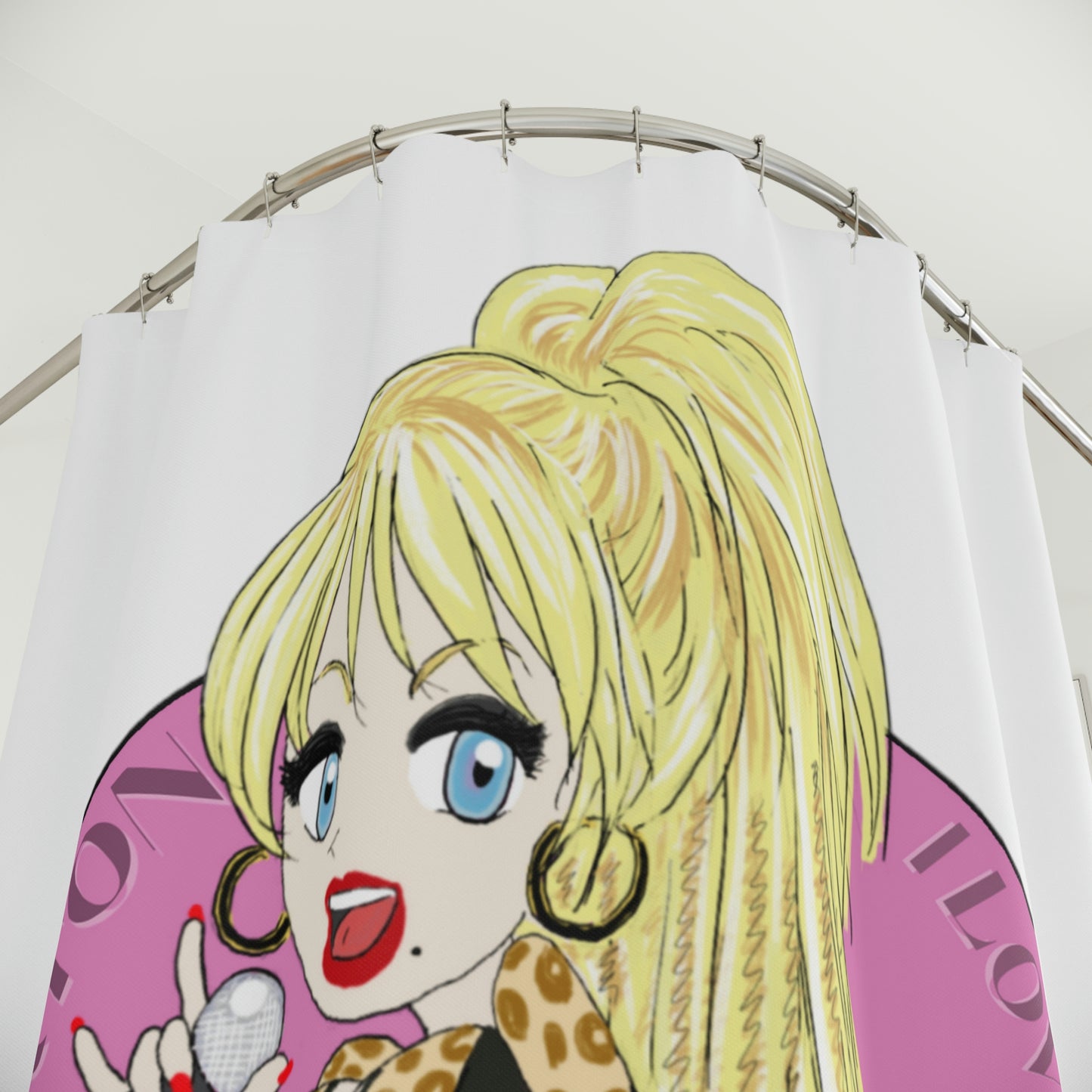 Dolly Parton "I LOVE ROCK N ROLL" artist inspired  Shower Curtain