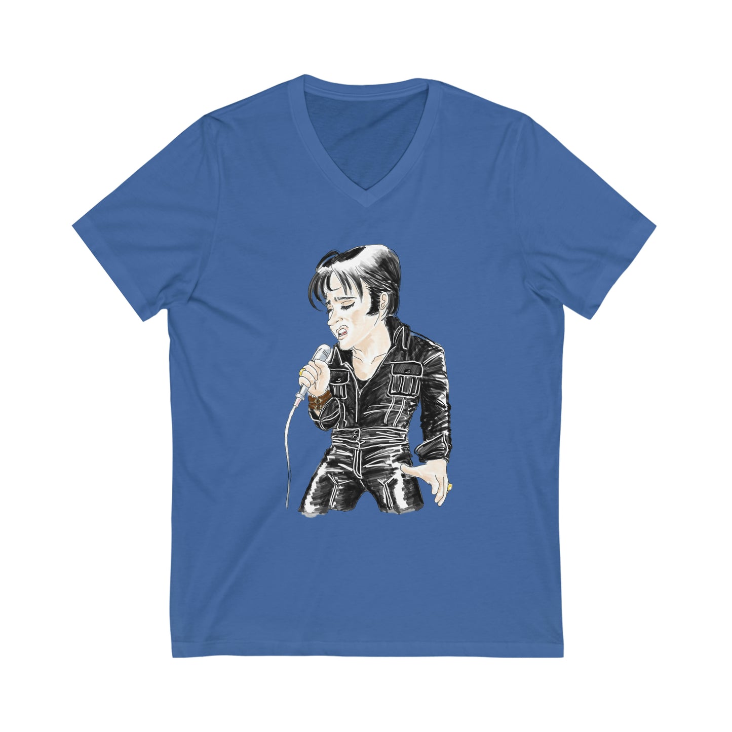 Artist Rendering of ELVIS ~ Unisex Jersey Short Sleeve V-Neck Tee