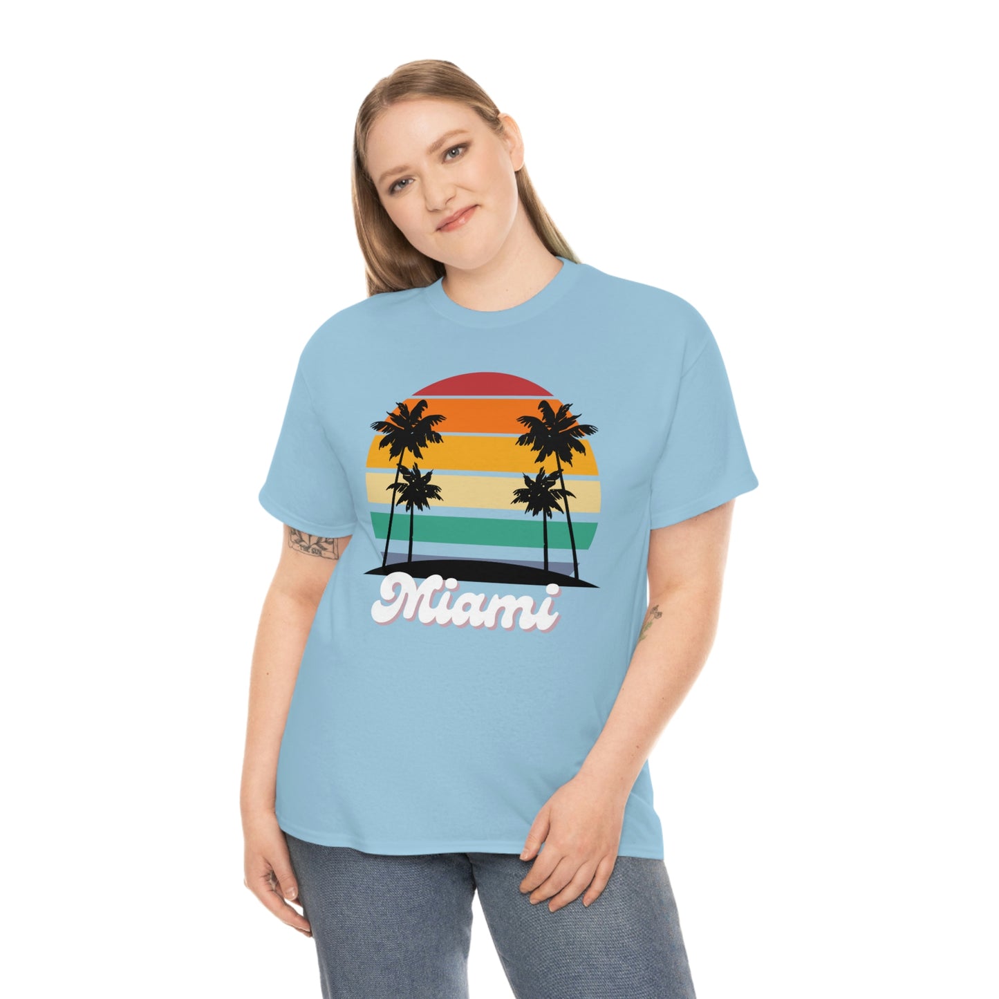 Retro Miami Beach Unisex Heavy Cotton Tee