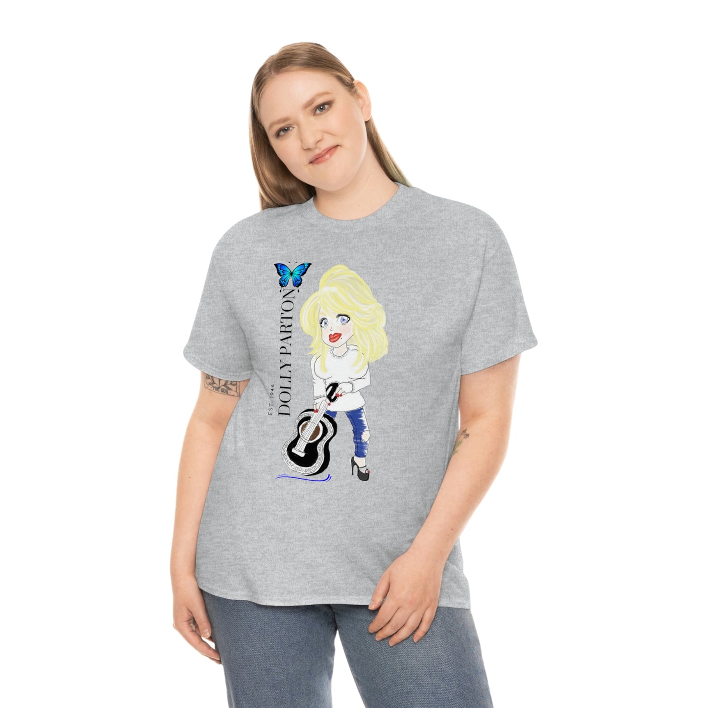 Artist Rendering of Dolly Parton   Unisex Heavy Cotton Tee